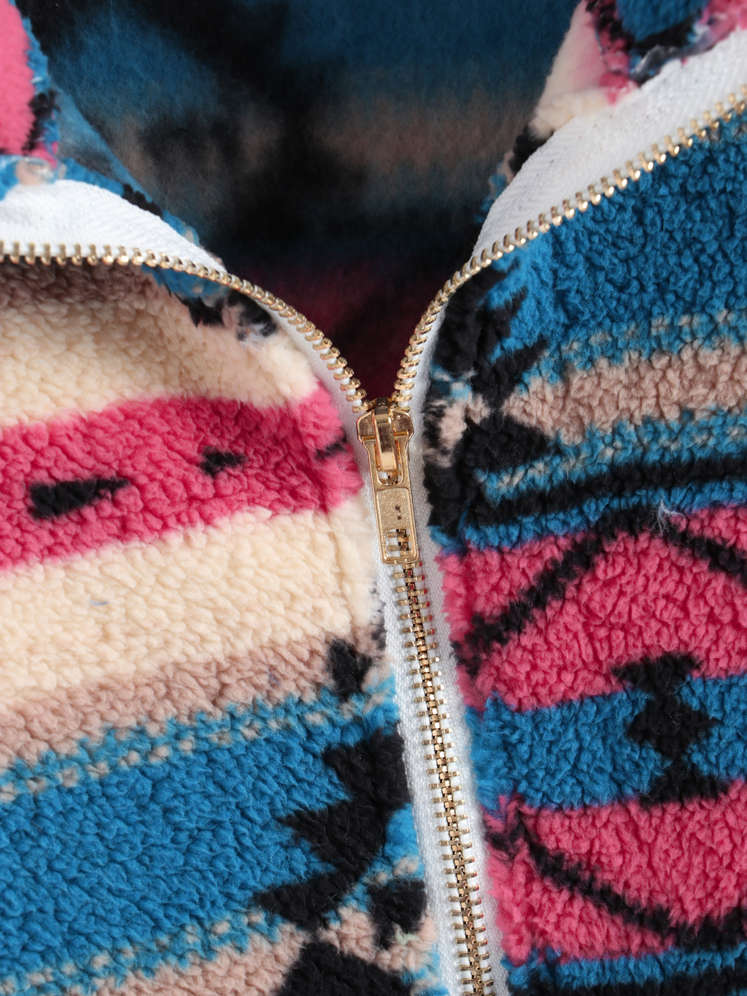 Tie-Dye Print Fleece Zip-up Vest