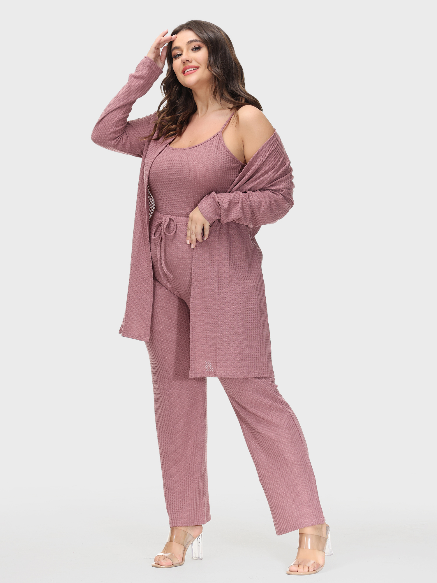 Waffle Knit Loungewear 3-Piece Set