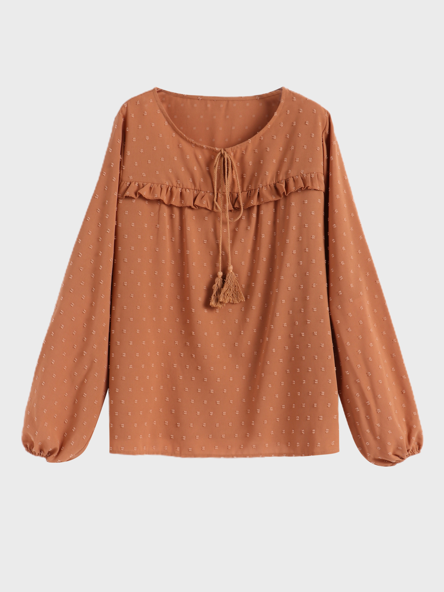 Lady Ruffle Hem Lantern Sleeve Blouse