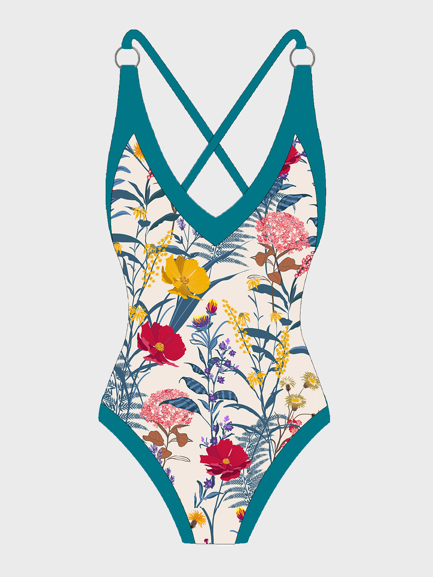 Sunbathing V-Neck Swim Set