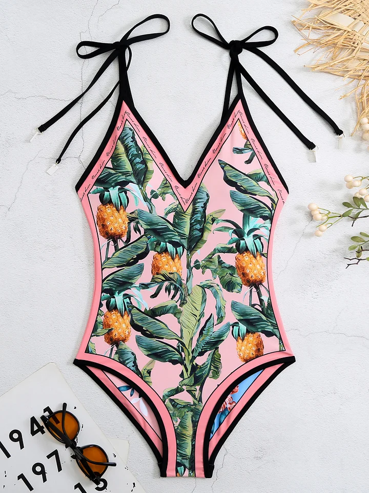 Charming Rose Tie-up Reversible One-piece Swimsuit