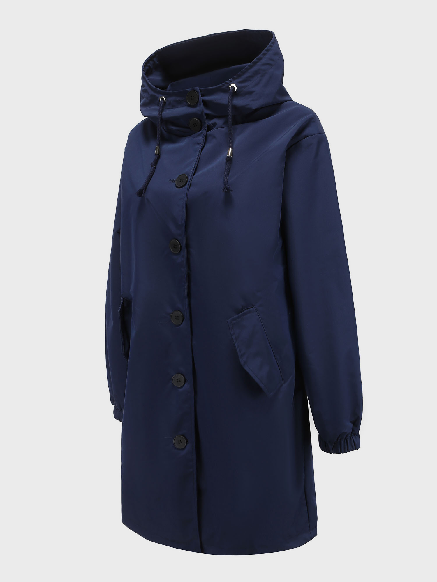 Casual Waterproof Long Hooded Windbreaker Midi Jacket