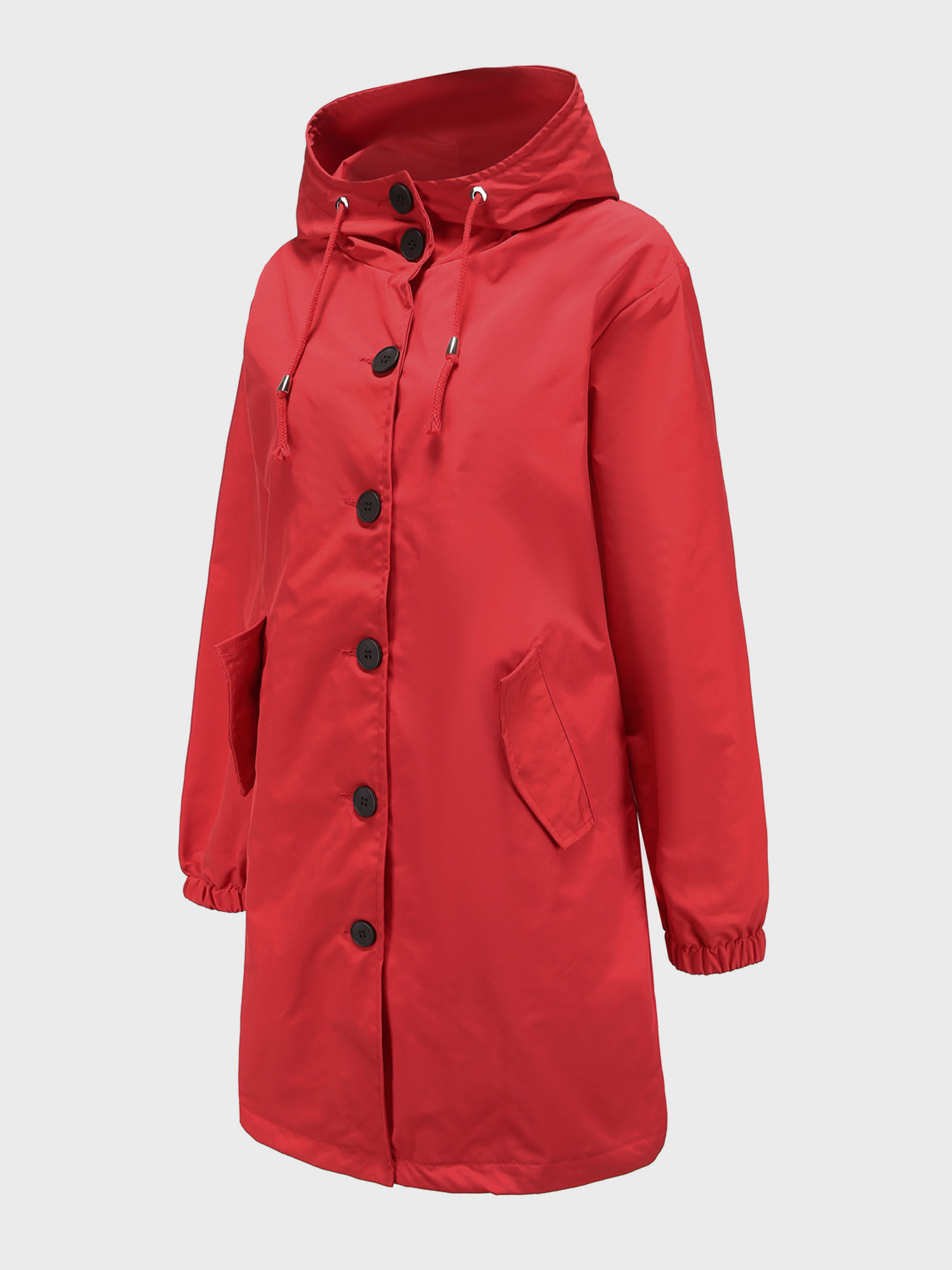 Casual Waterproof Long Hooded Windbreaker Midi Jacket