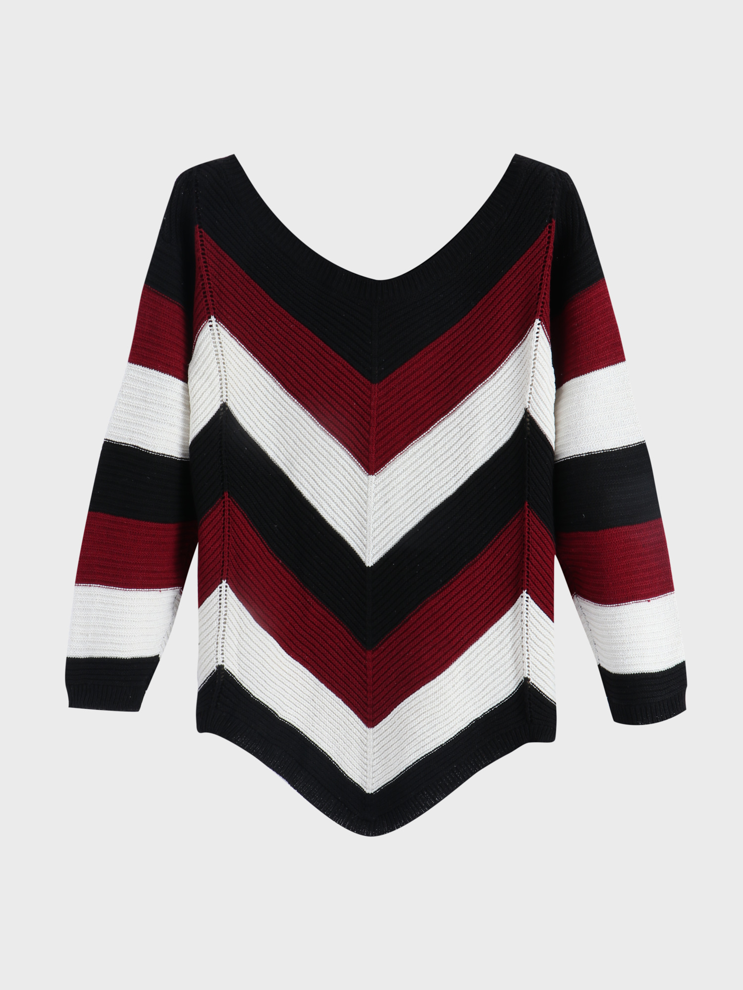 Roundneck Loose Colorblock Knit Sweater