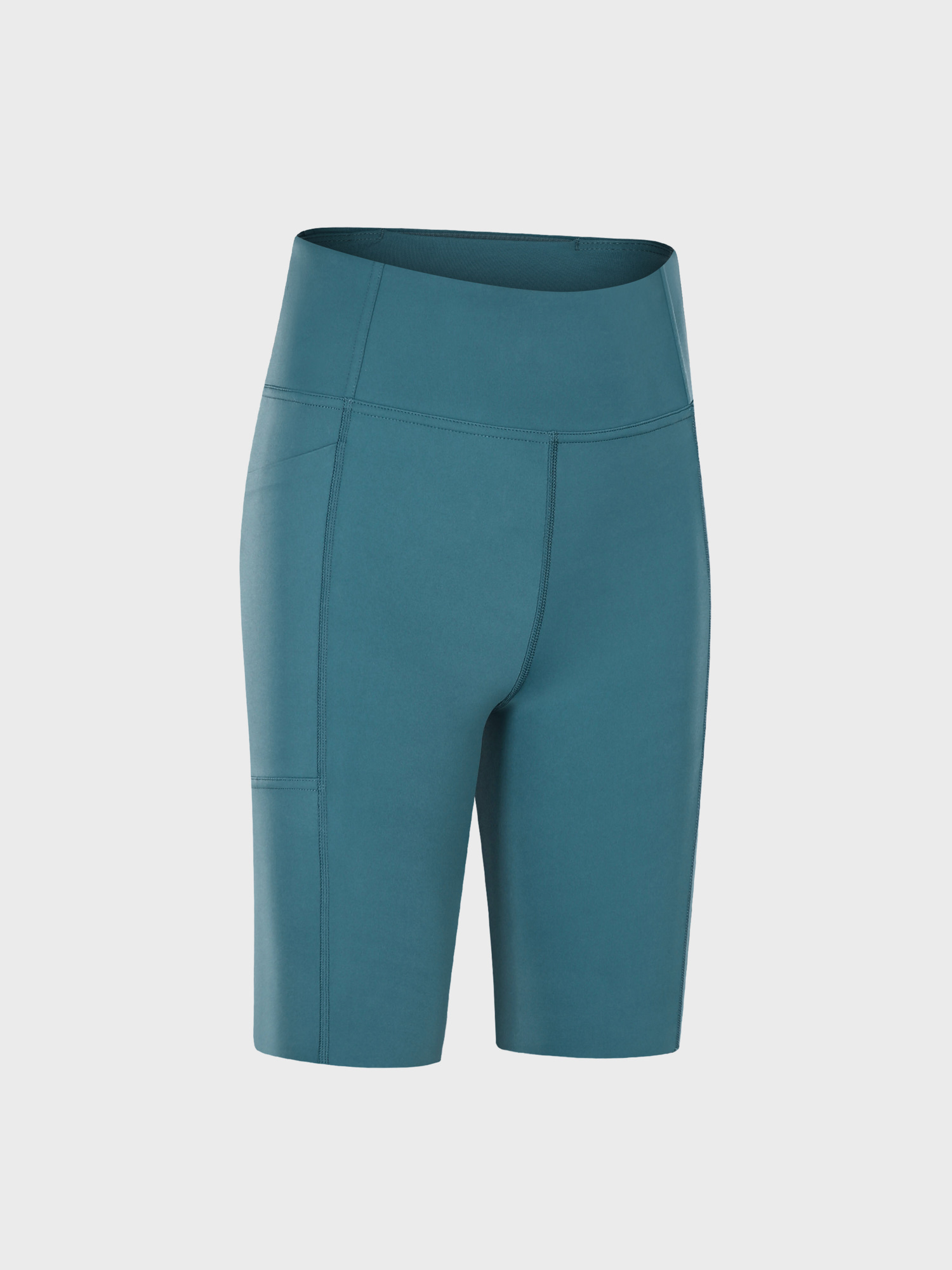 High-Waisted Nude Sports Shorts with Pockets