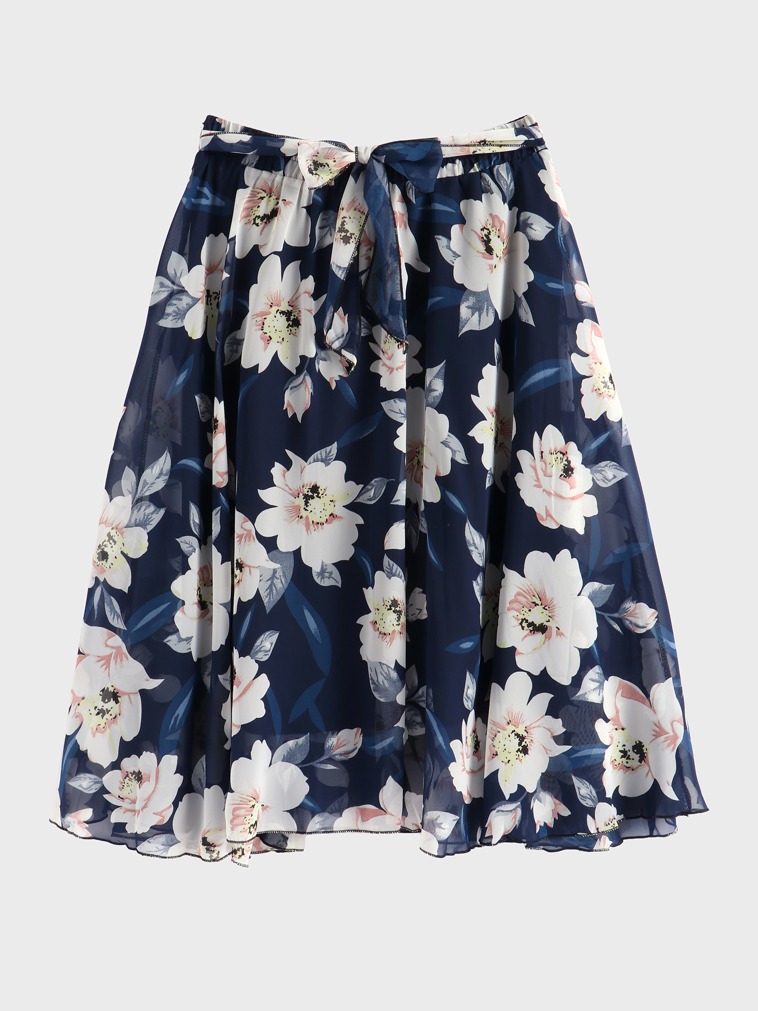 Floral Tie Ruffle Skirt