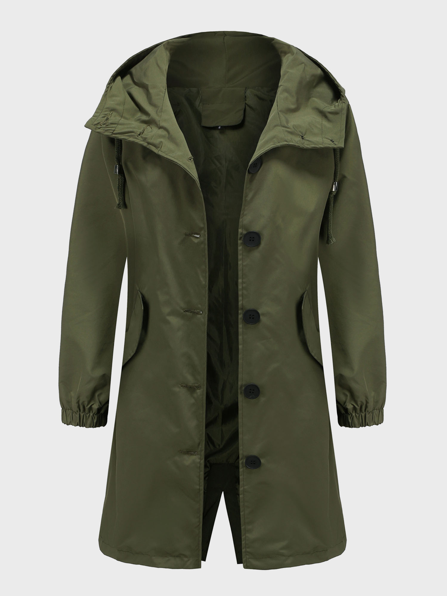 Casual Waterproof Long Hooded Windbreaker Midi Jacket