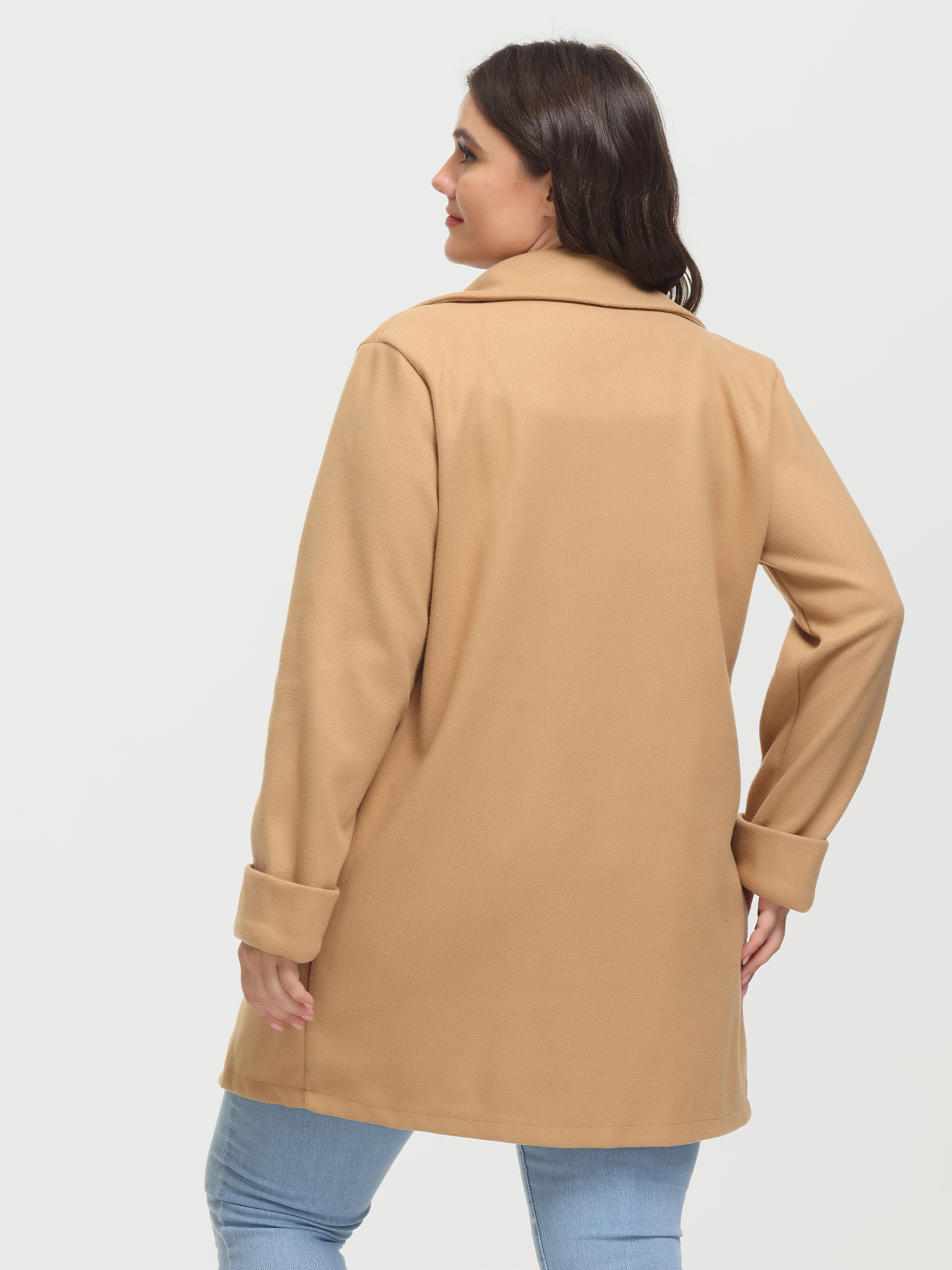 Slim Lapel Waistband Tweed Jacket with Pockets