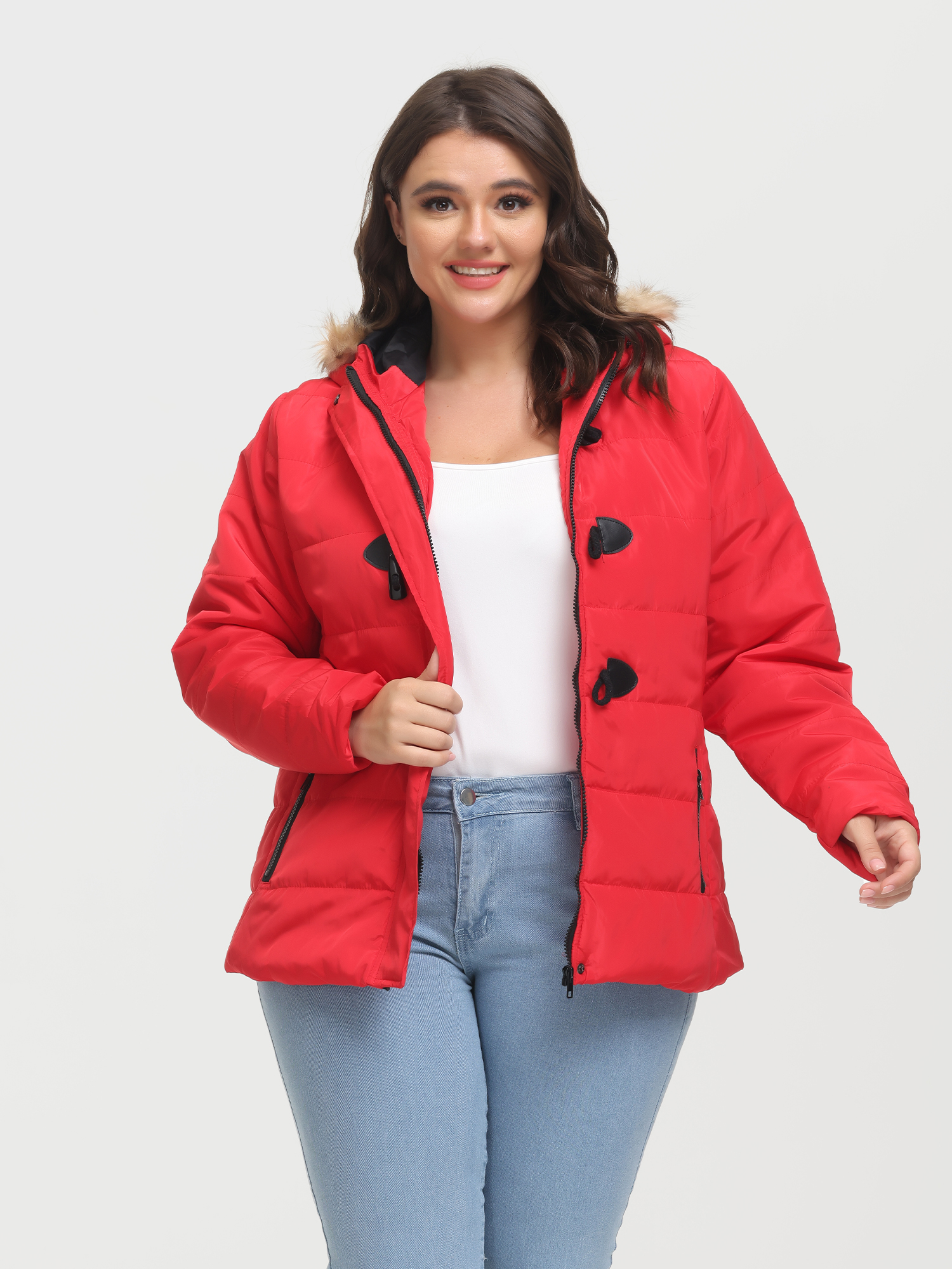 Horn Button Down Jacket Hooded with Pockets