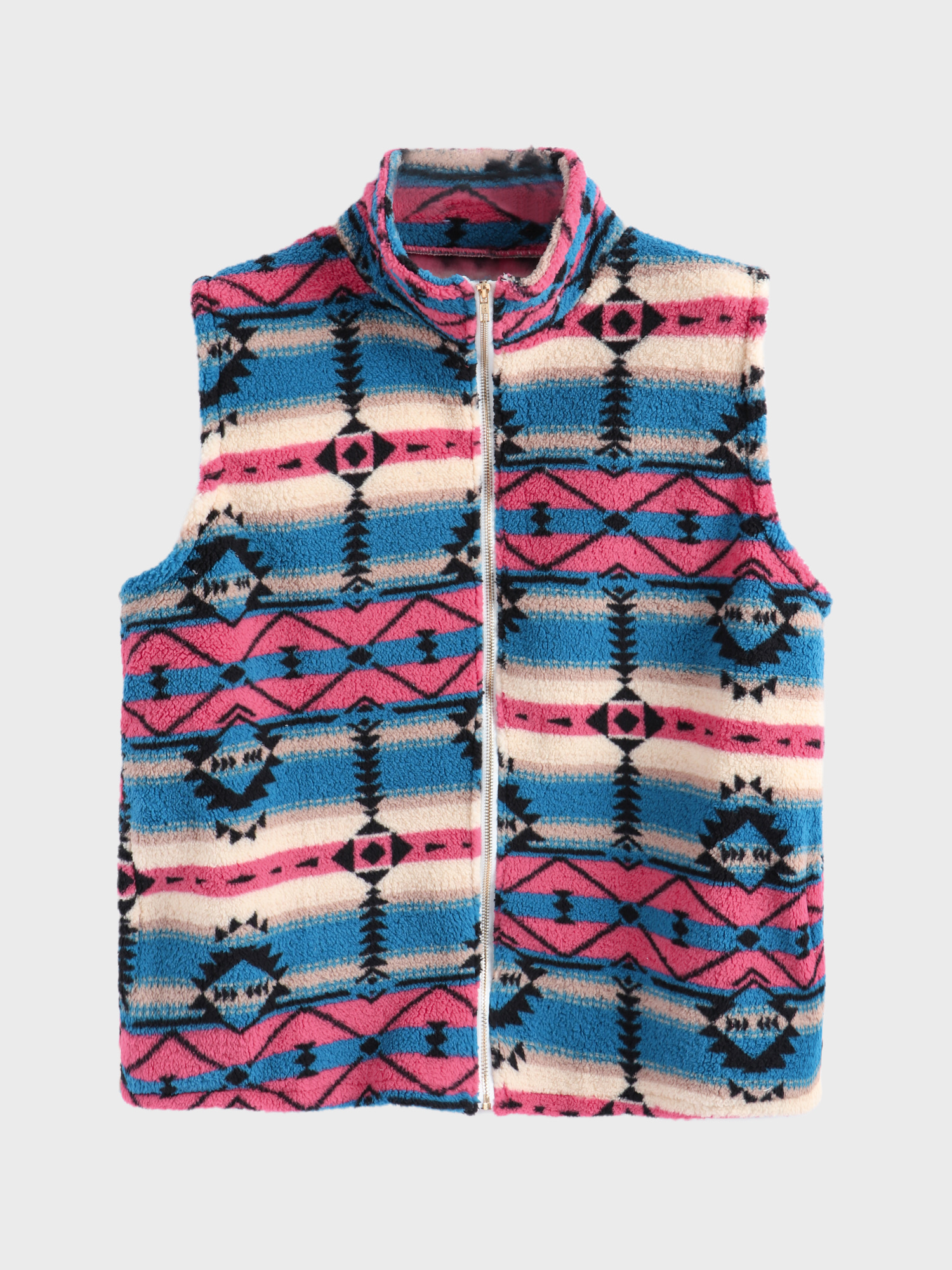 Tie-Dye Print Fleece Zip-up Vest