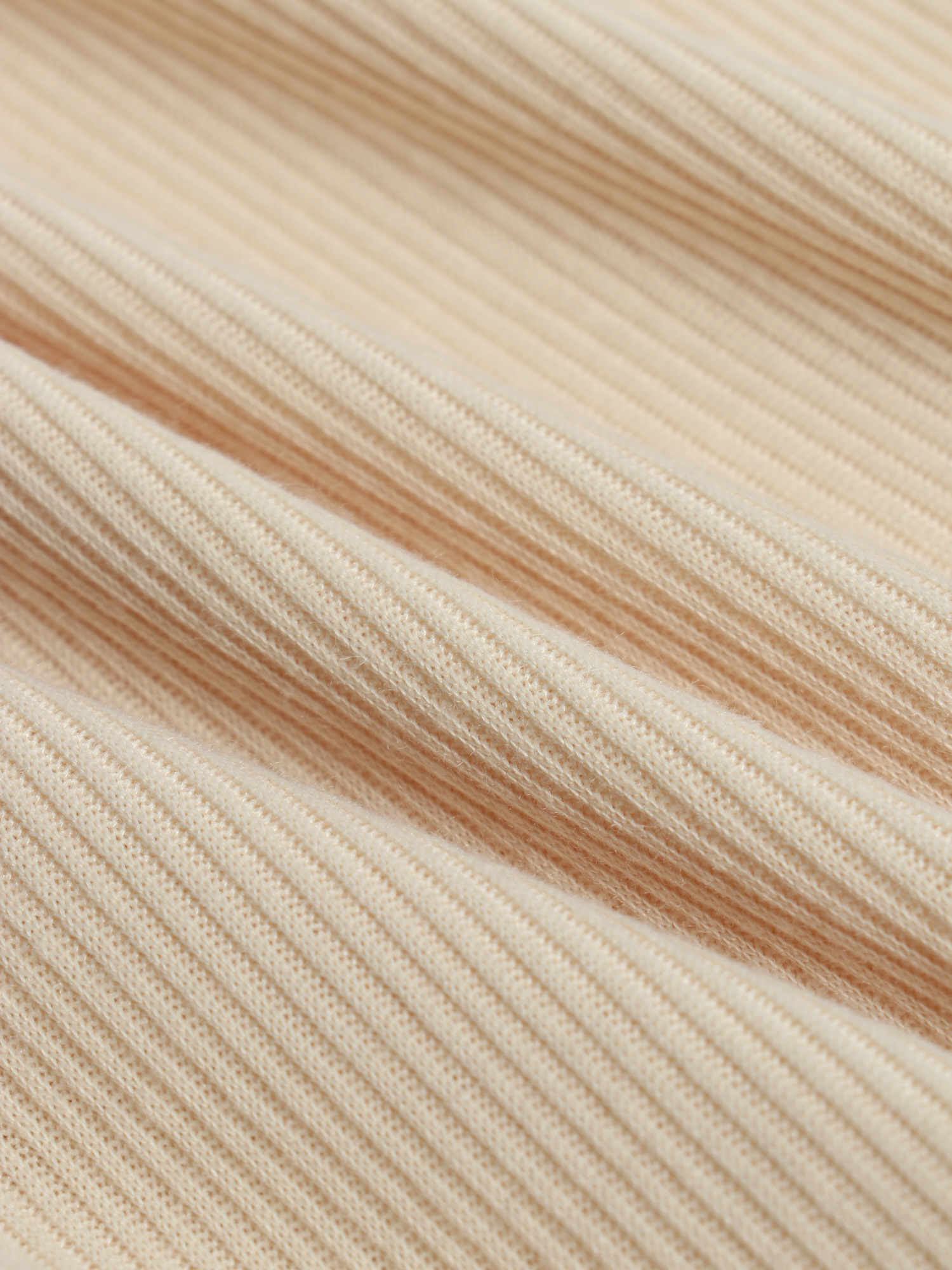 Deep-V Ribbed Knitted Long Sleeve Dress