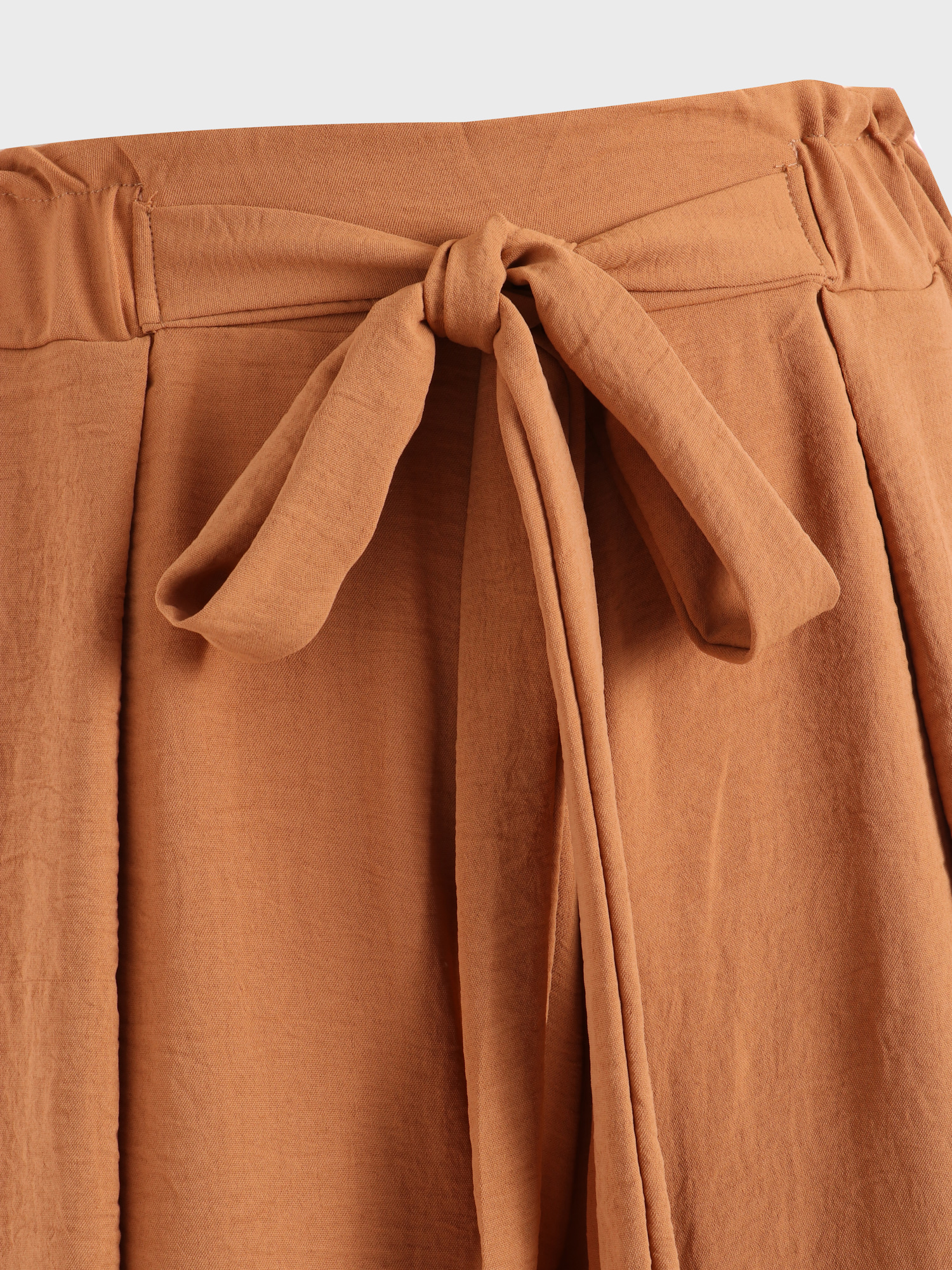 Wide-Leg Pleated Nattily Pants with Split-Front