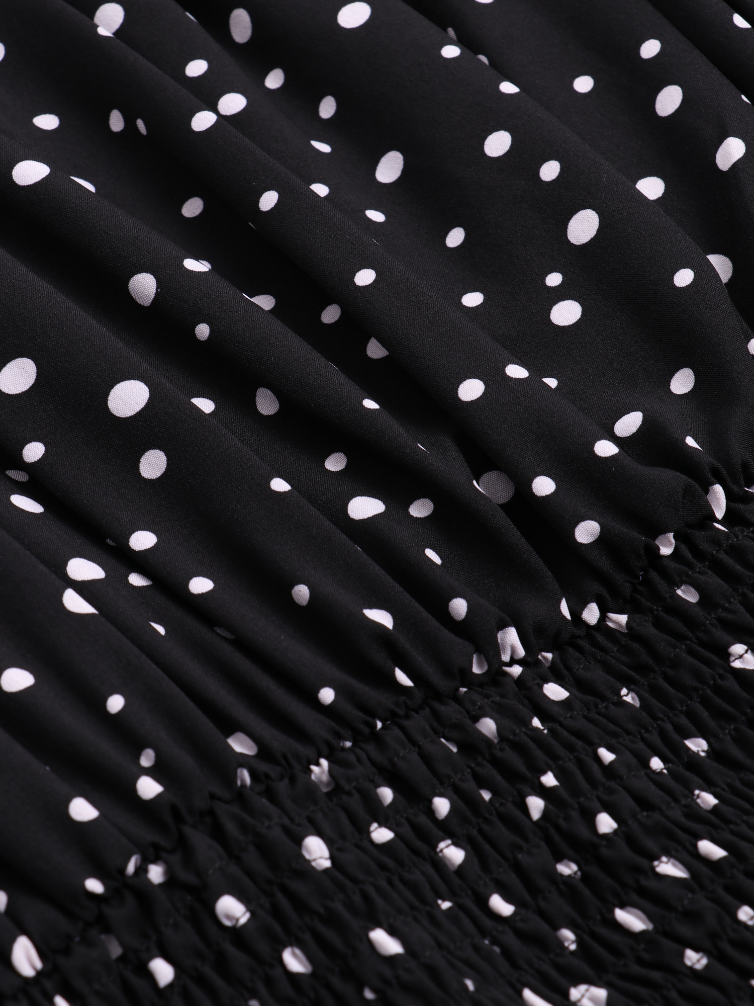 Square Neck Slimming Polka Dots Maxi Dress