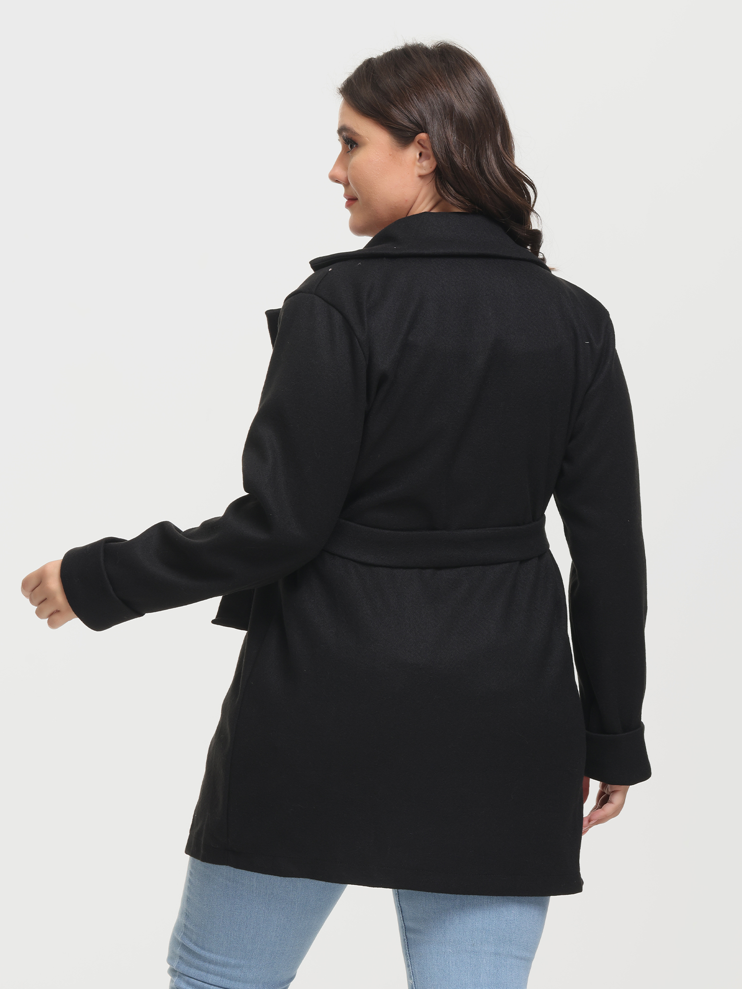 Slim Lapel Waistband Tweed Jacket with Pockets