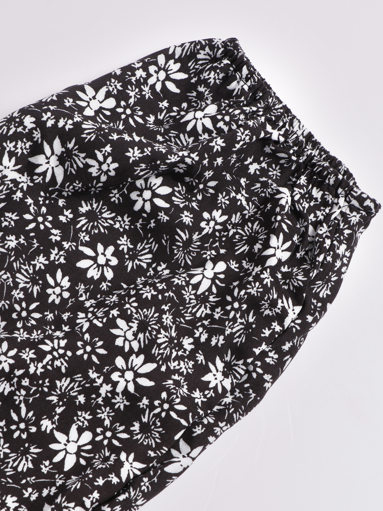 V-Neck Elastic Waist Floral Dress