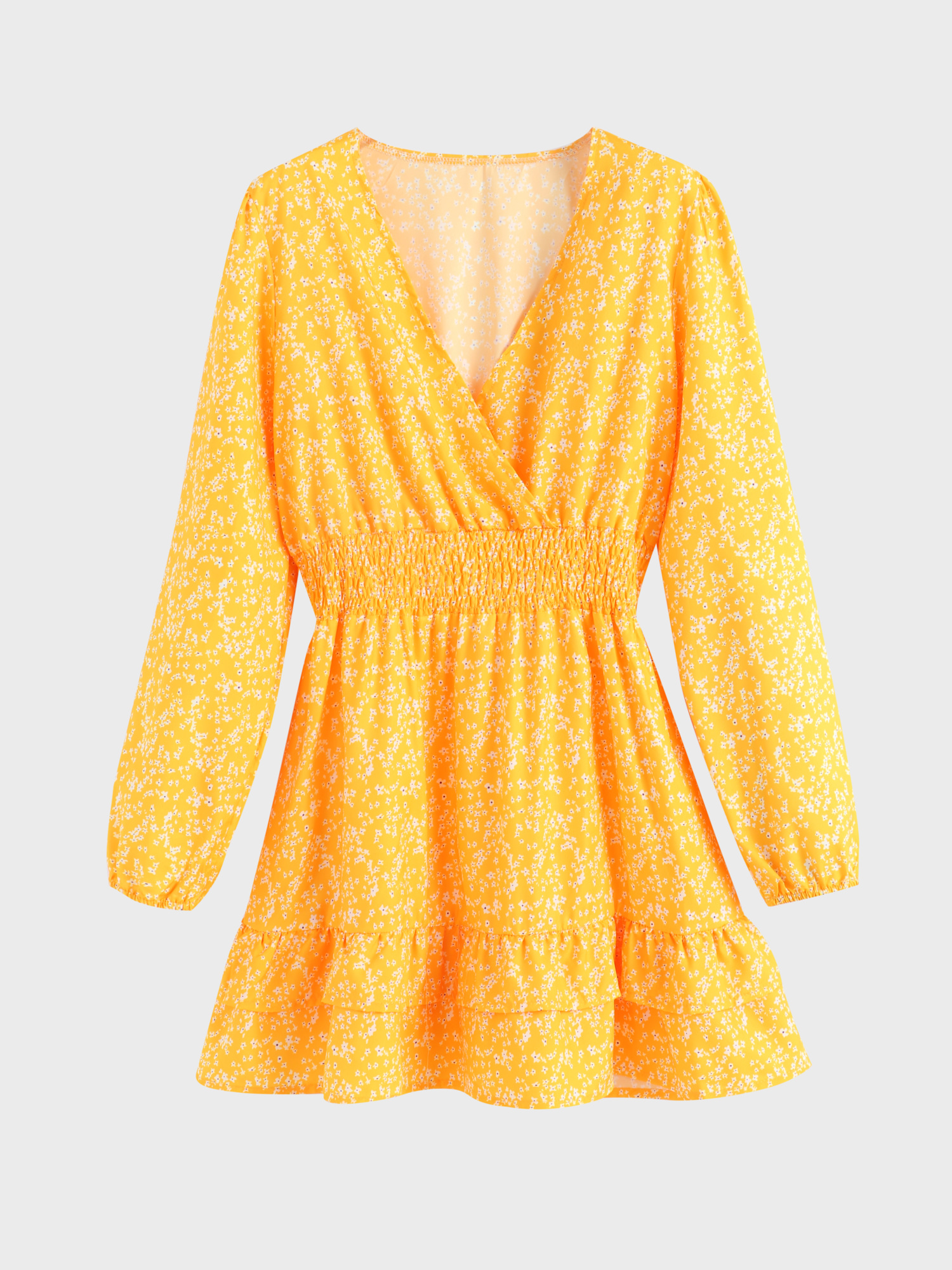 Deep-V Snatch-Waist Sexy Floral Dress