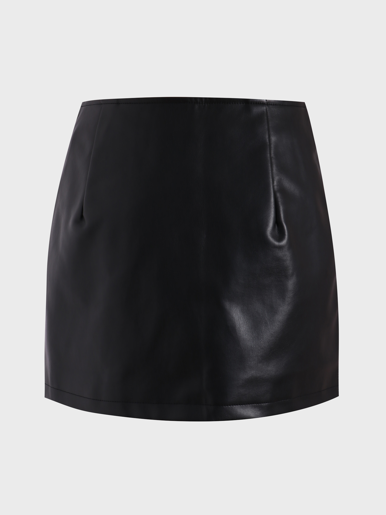 Fringe Stretch Leather Skirt with Side Split