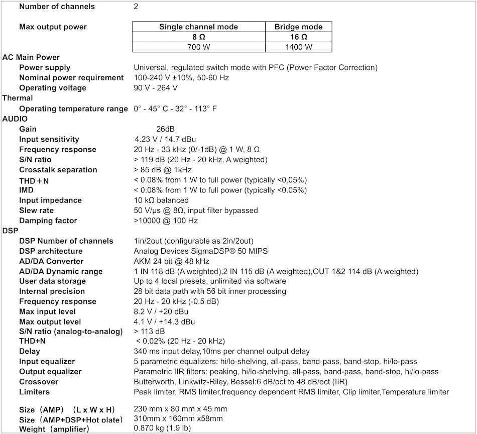 2 Channel 700W@ 8ohm Professional Power Amplifier Module Plate DSP Line Array powered subwoofer module Prokustk AM260HV