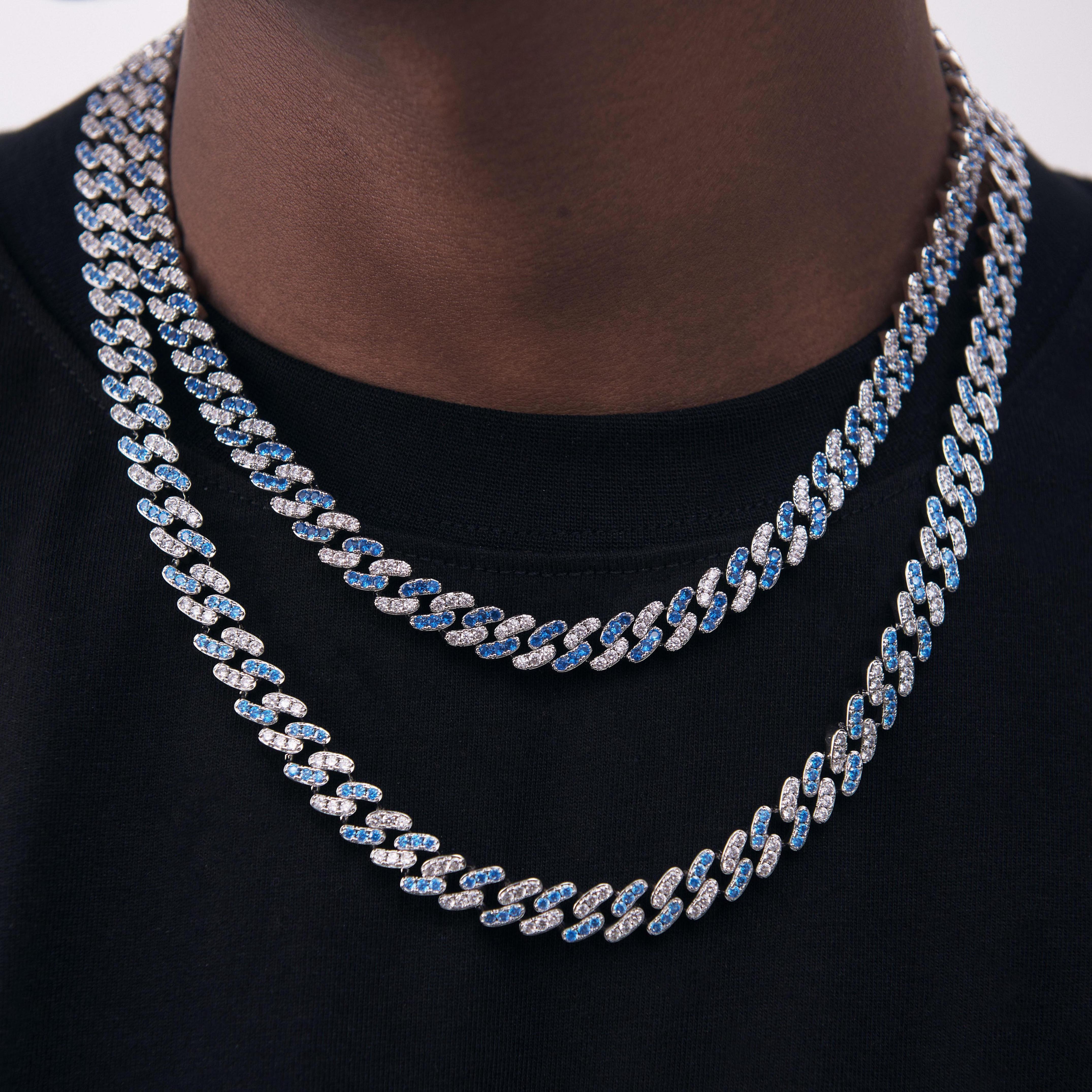 8mm Blue Iced Out Cuban Link Chain-CLC&CO