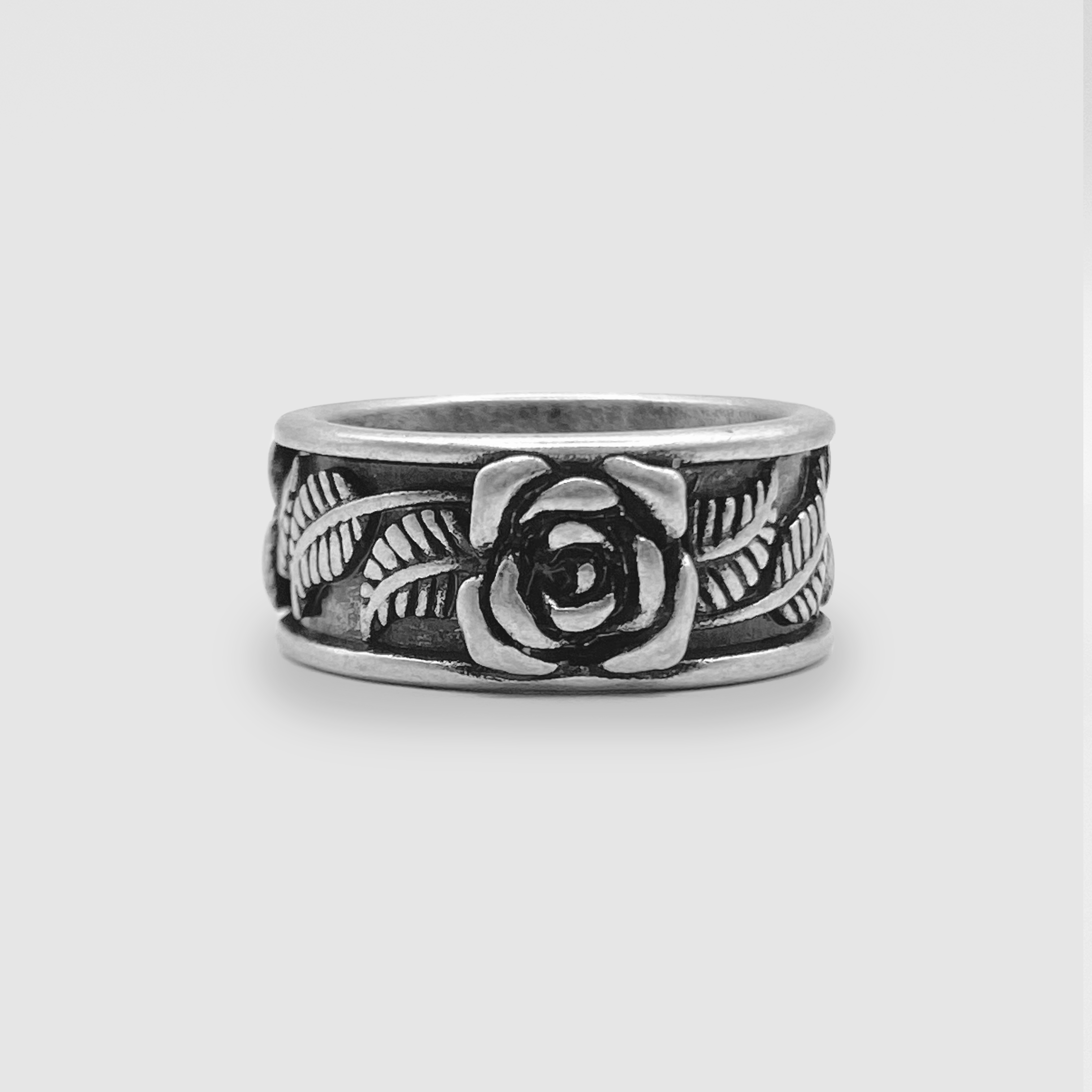 Silver Rose Band Ring
