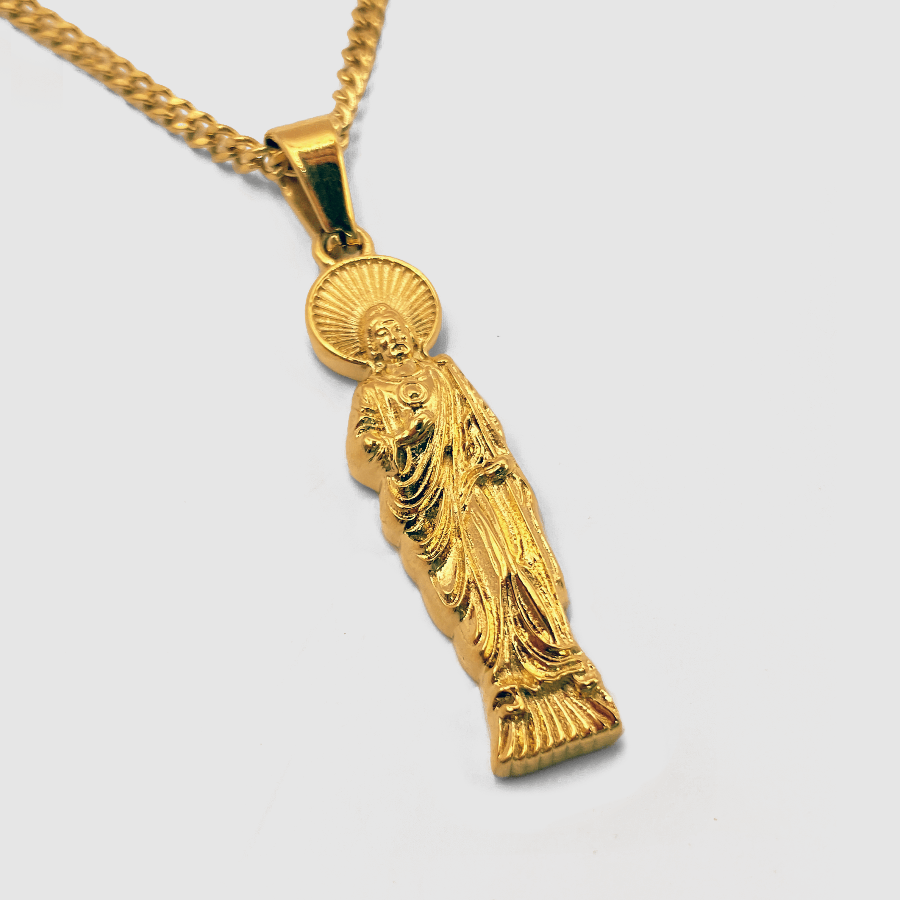 Gold St. Jude Figurine Pendant Necklace
