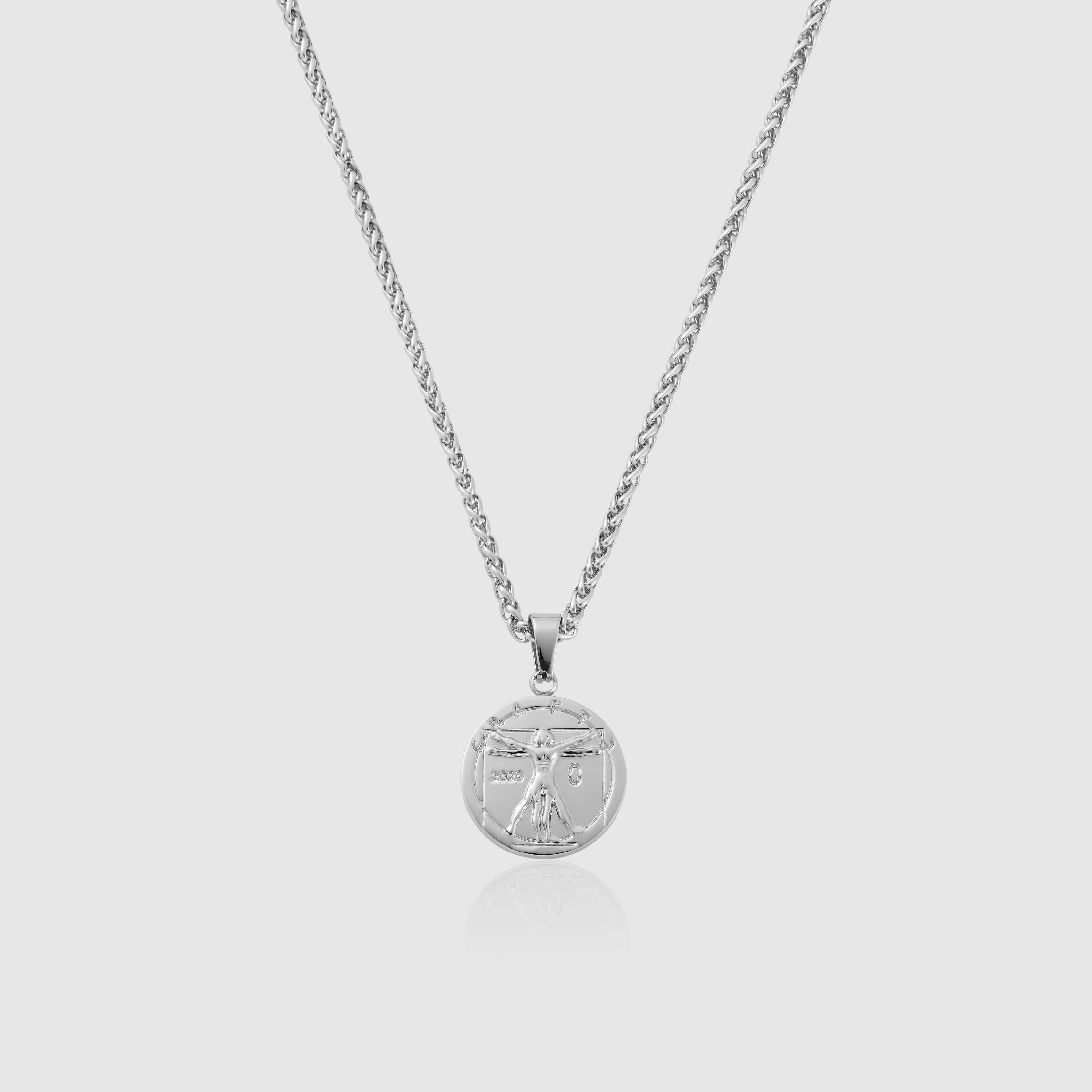 Silver Vitruvian Man Pendant Necklace