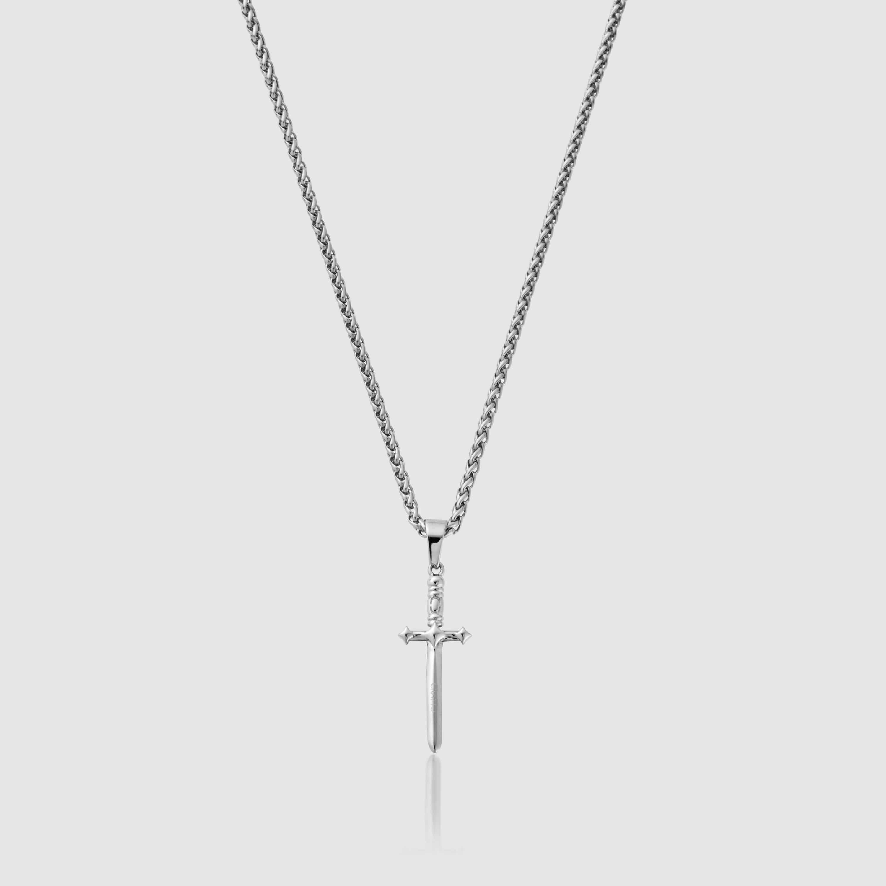 Men's Silver Dagger Pendant Necklace 