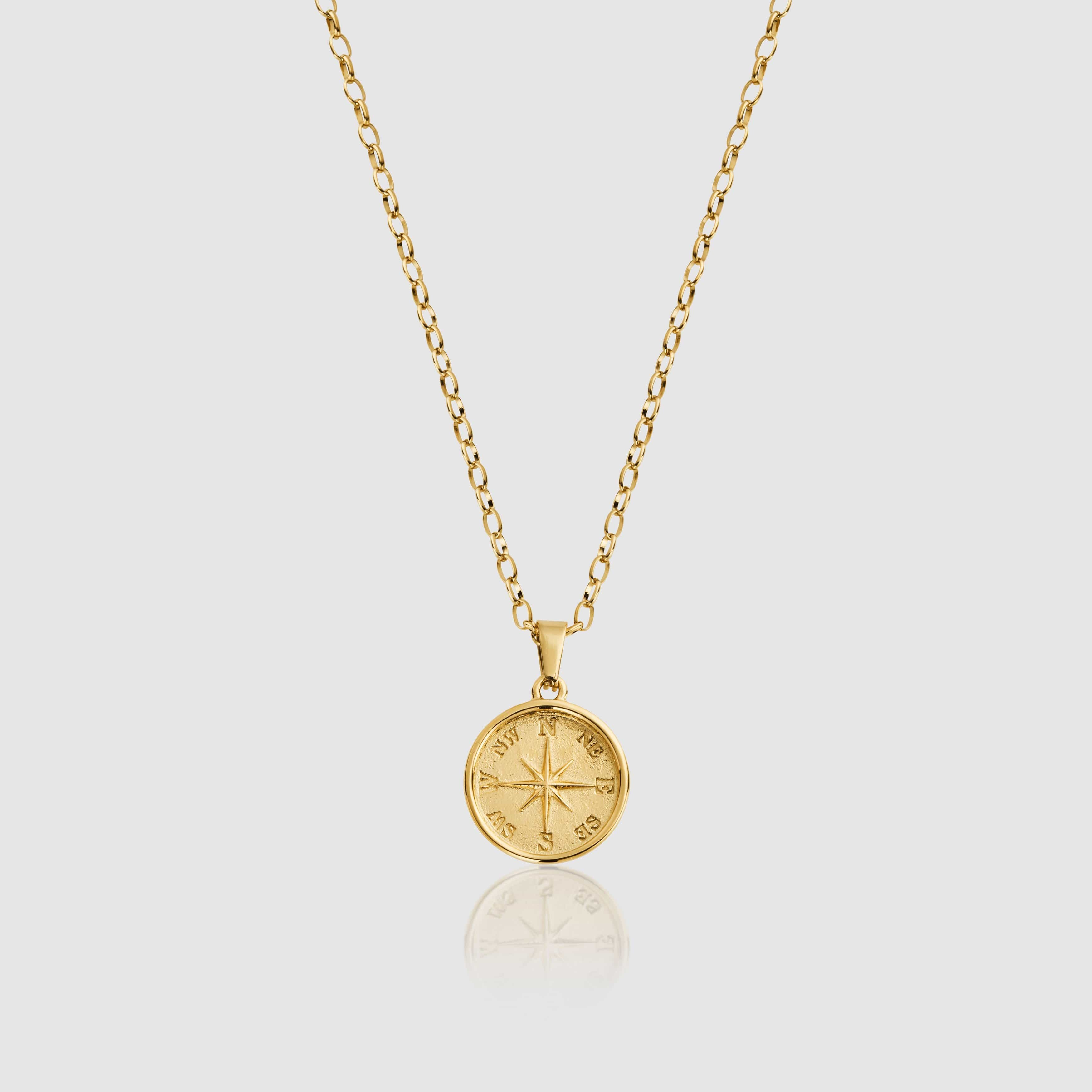 Gold Navigation Pendant Necklace for Men
