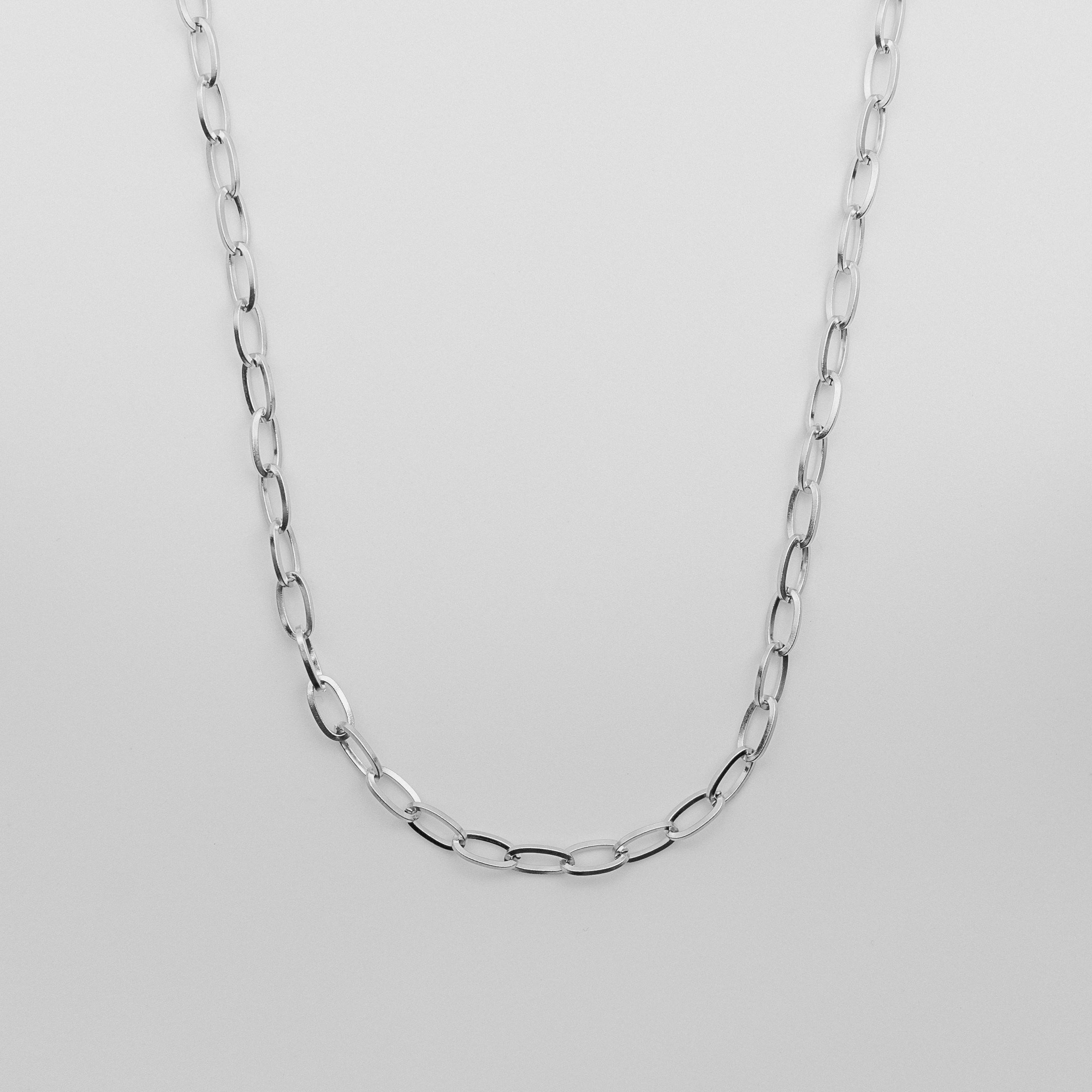 Silver Paper Clip Chain Necklace