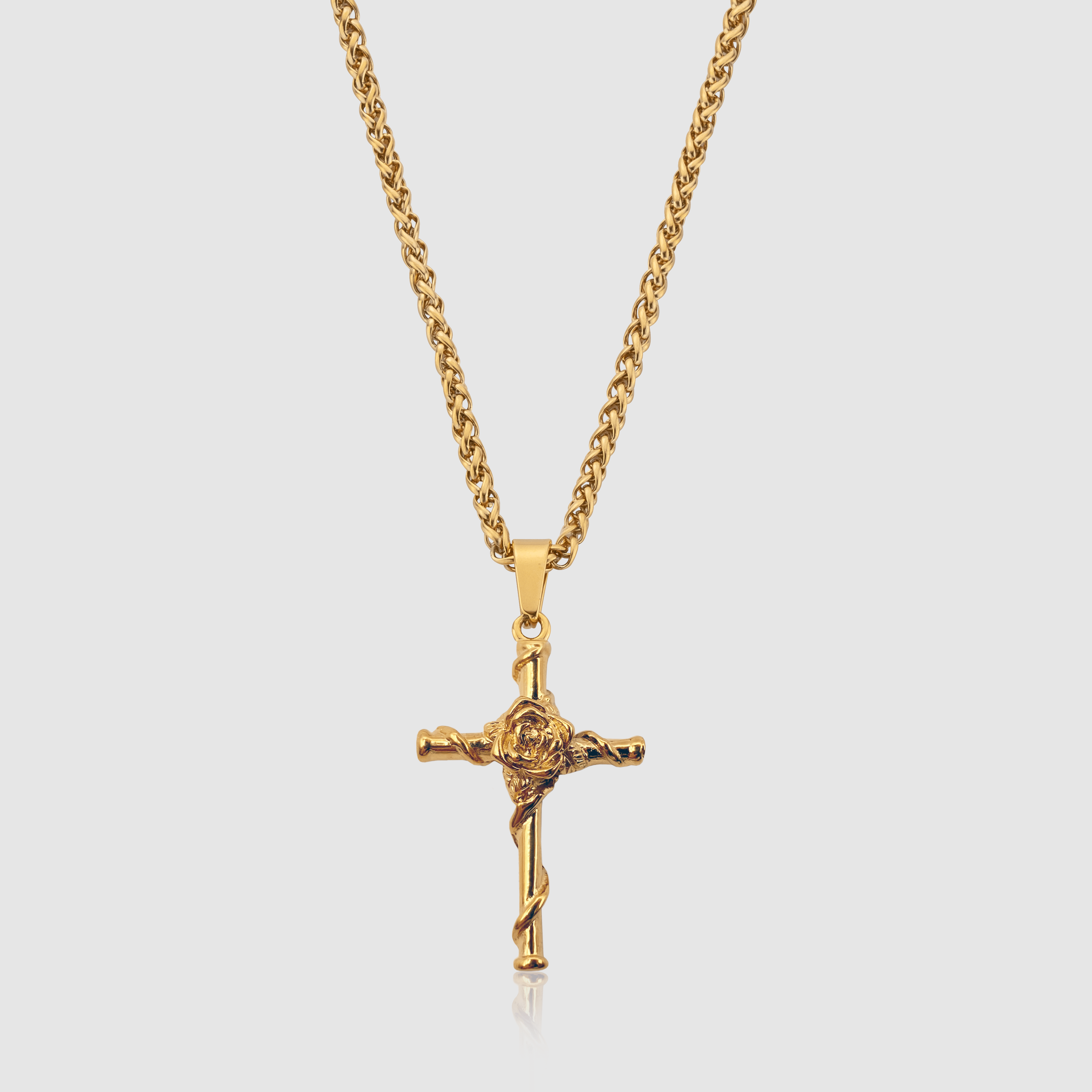 Gold Rose Cross Necklace Jewelry For Men