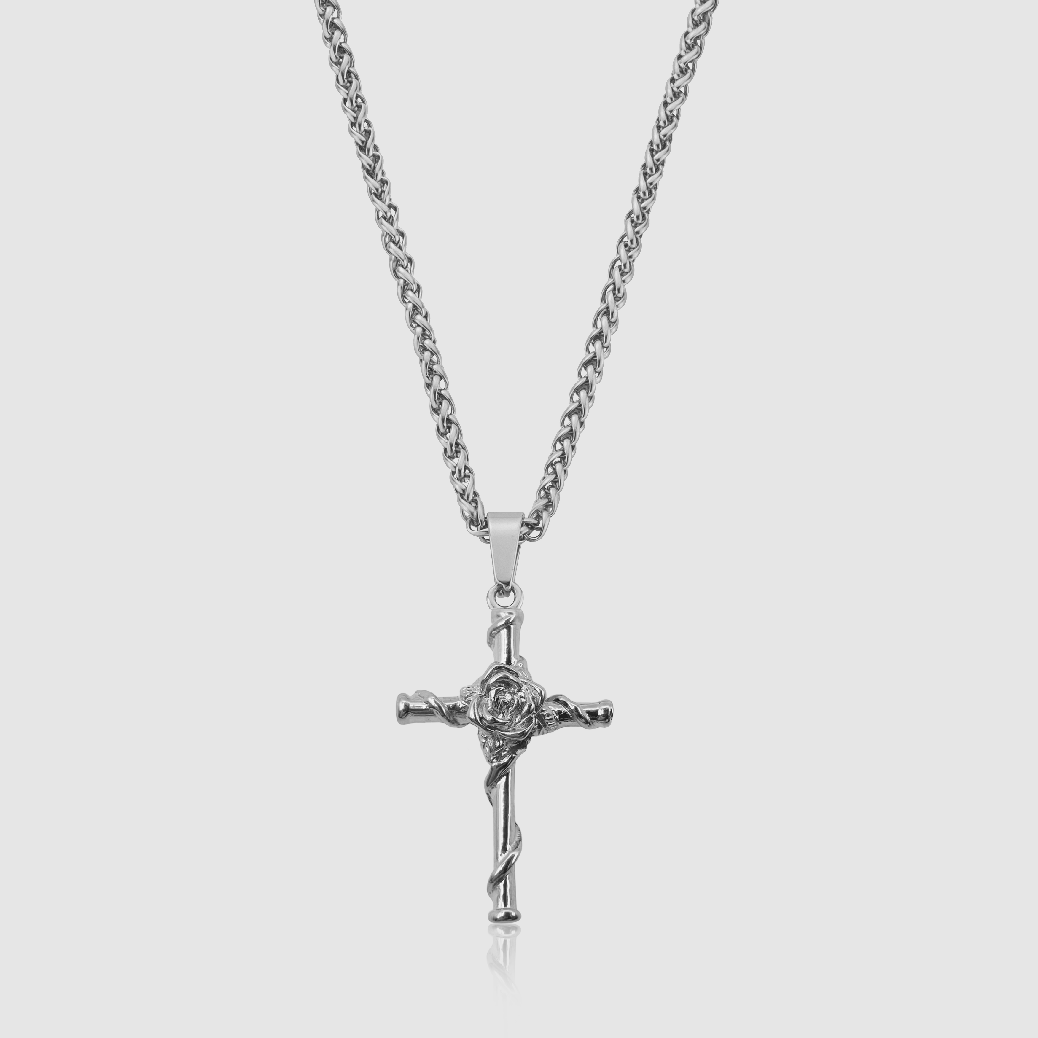 316L Stainless Steel Rose Cross Pendant Necklace for Men - CLC&CO