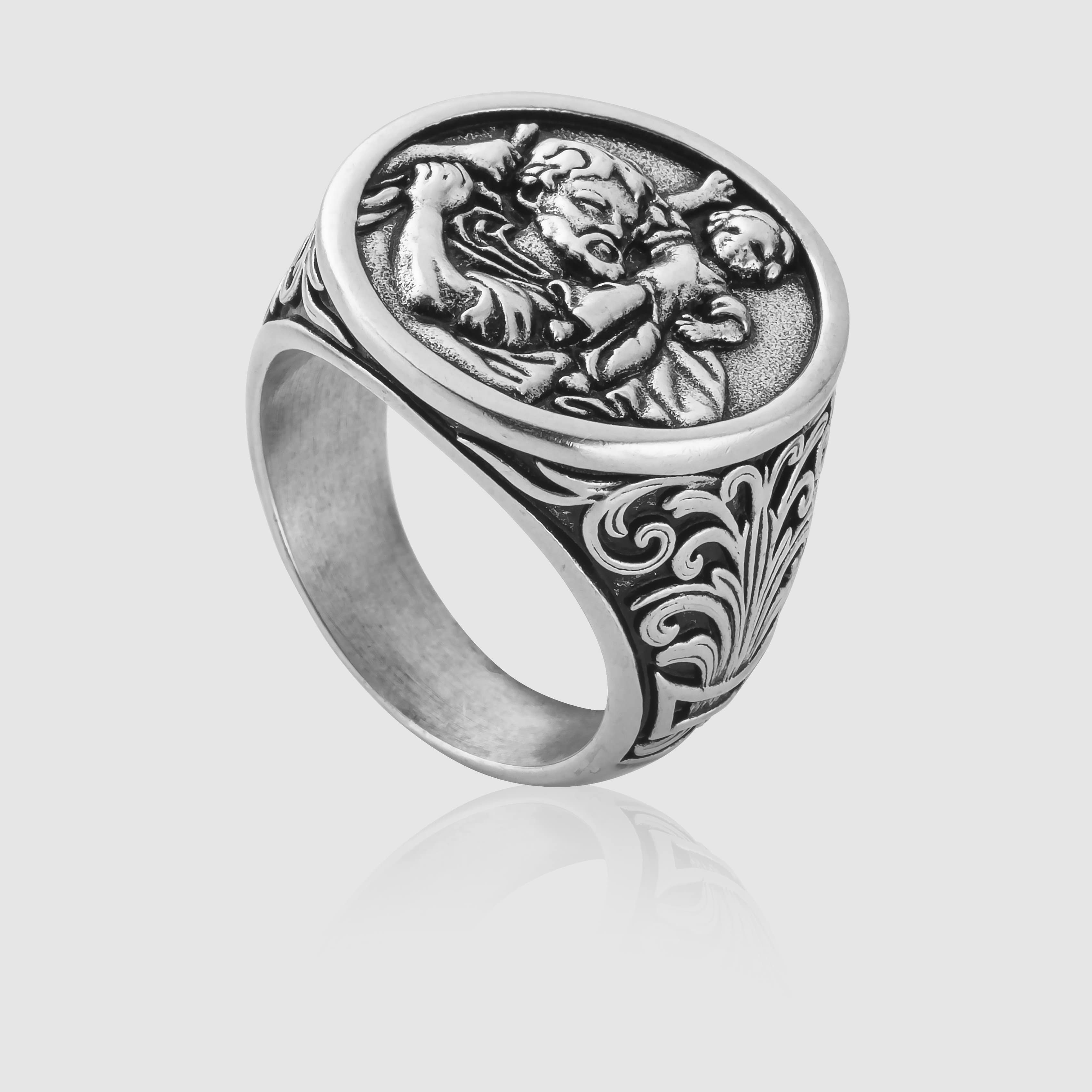 Silver St. Christopher Ring