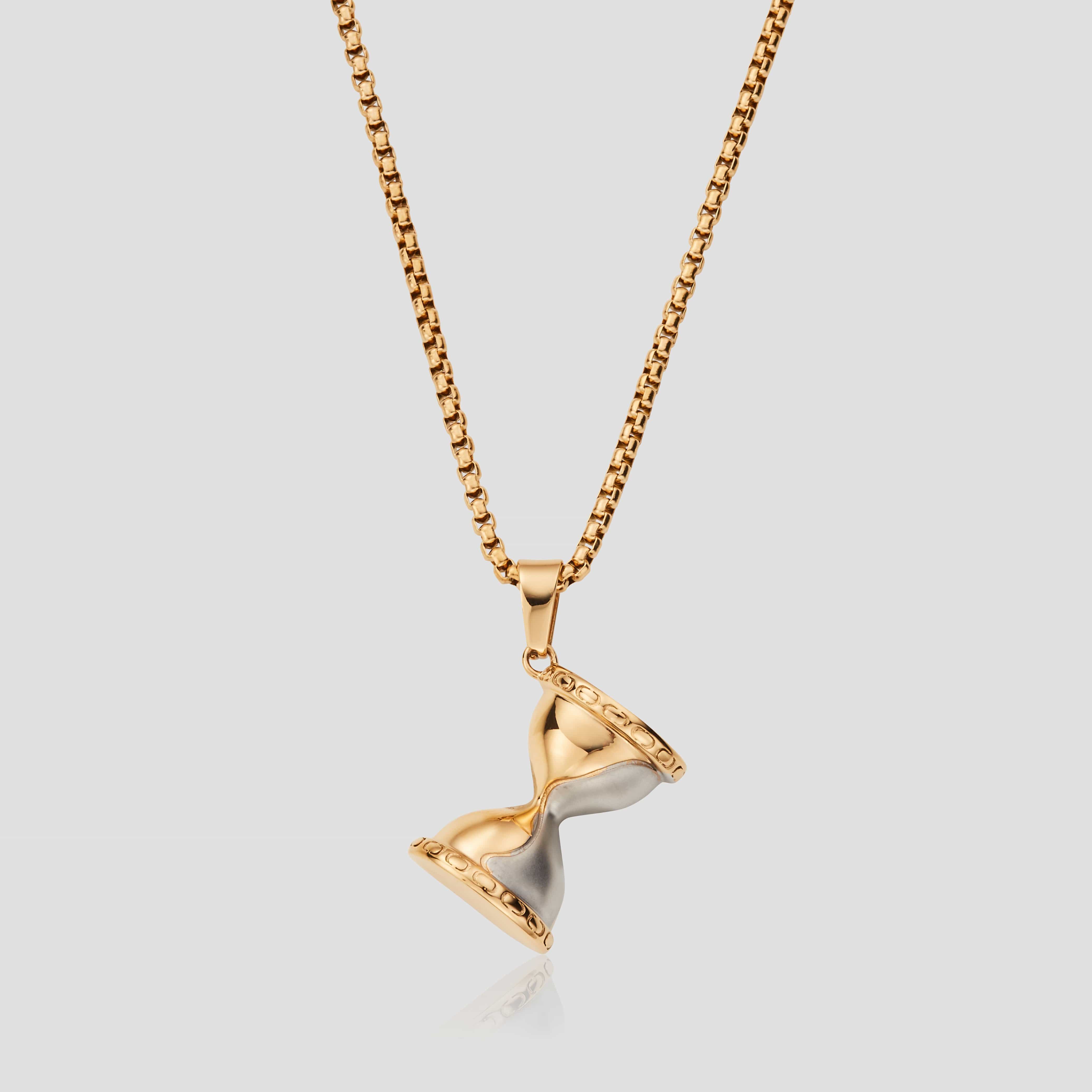 Gold Hourglass Pendant Necklace