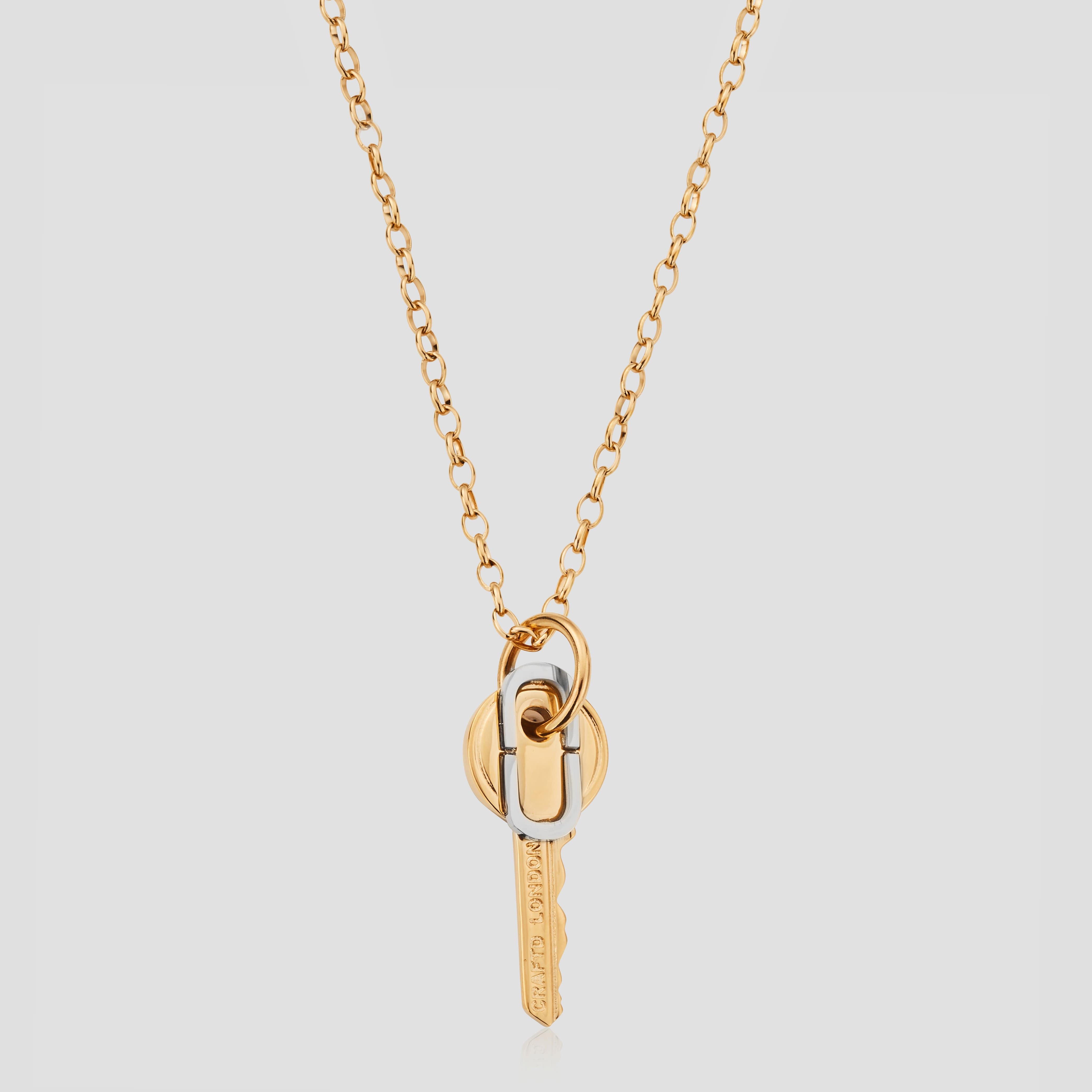 Two-tone Key Pendant Necklace