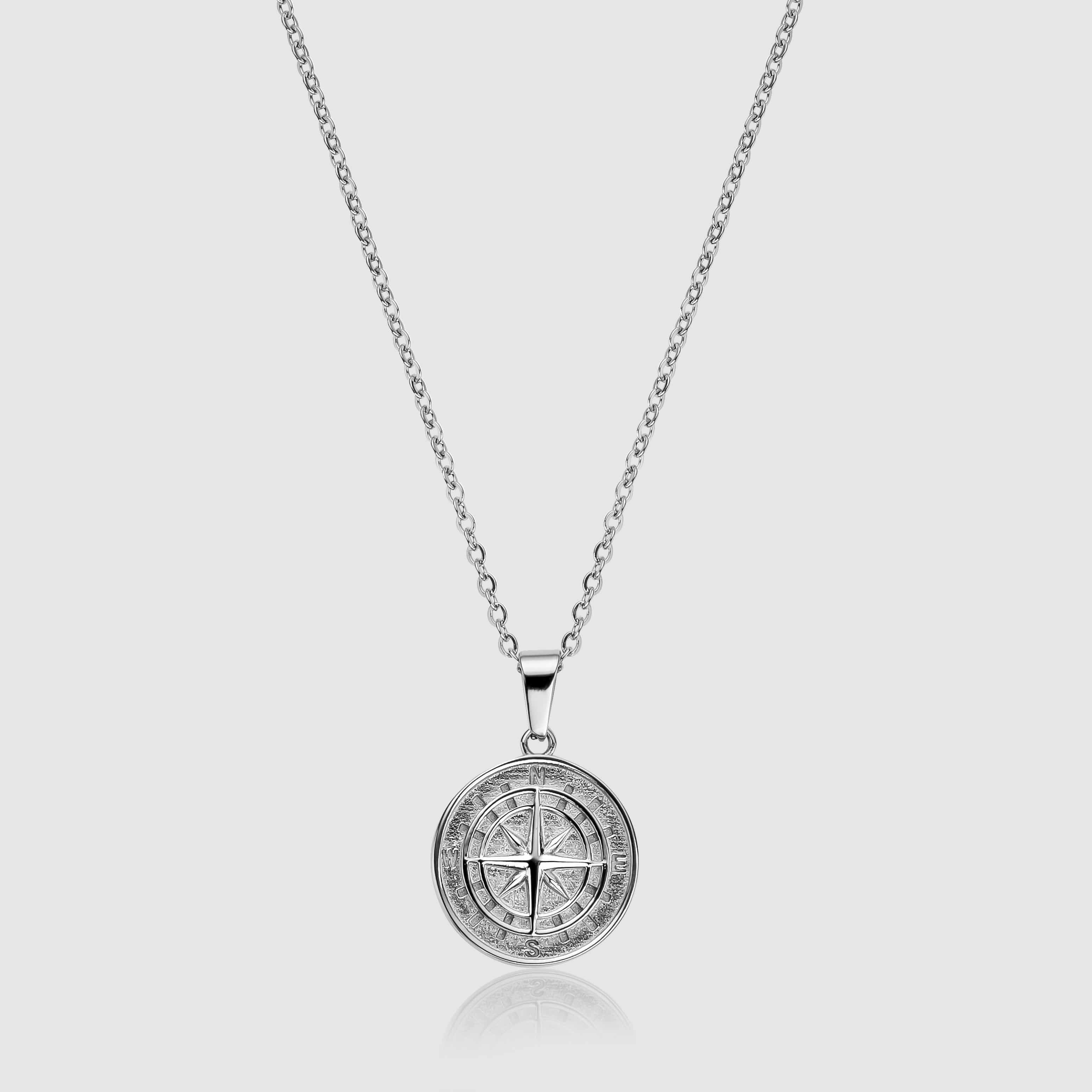 Silver Compass Pendant Necklaces