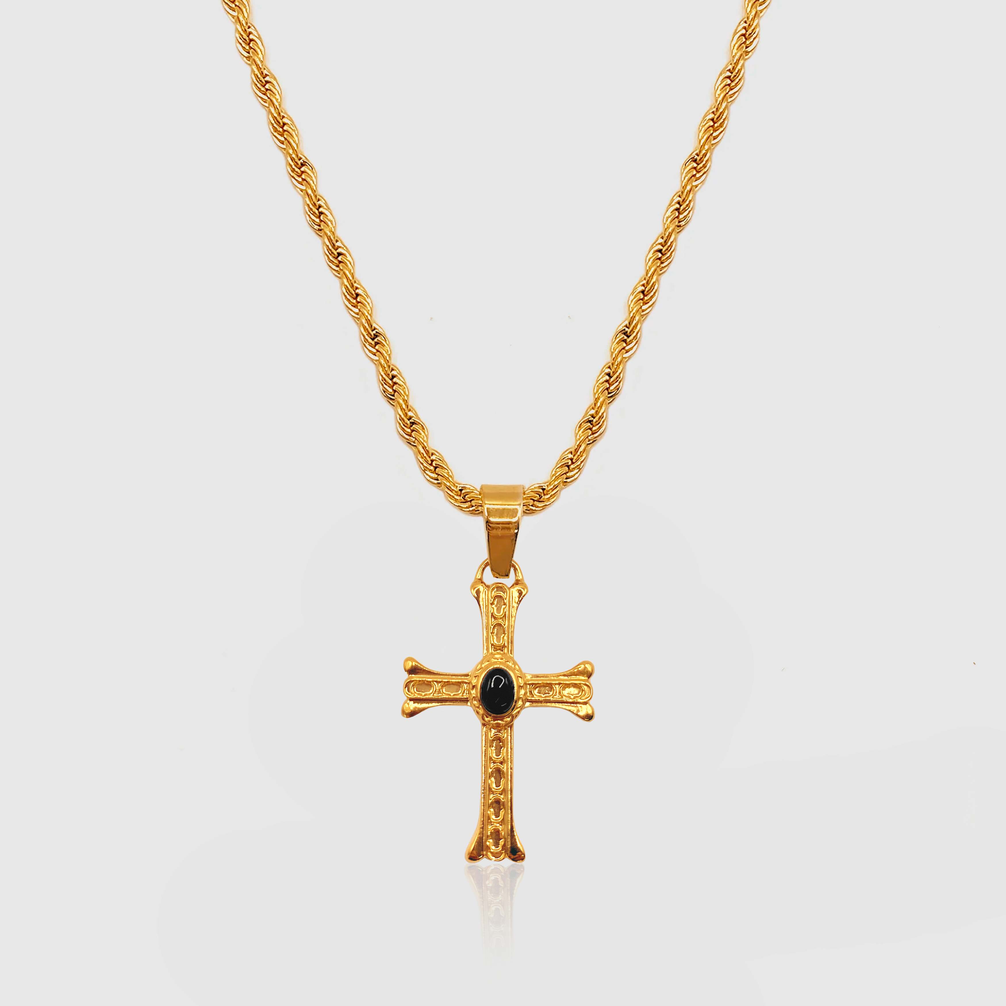 Gold Stone Cross Necklace