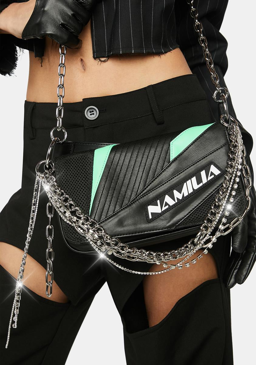 Green Moto Shoulder Bag-annaxin