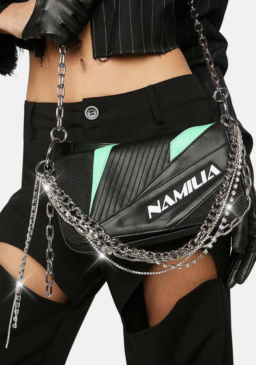 Green Moto Shoulder Bag-annaxin