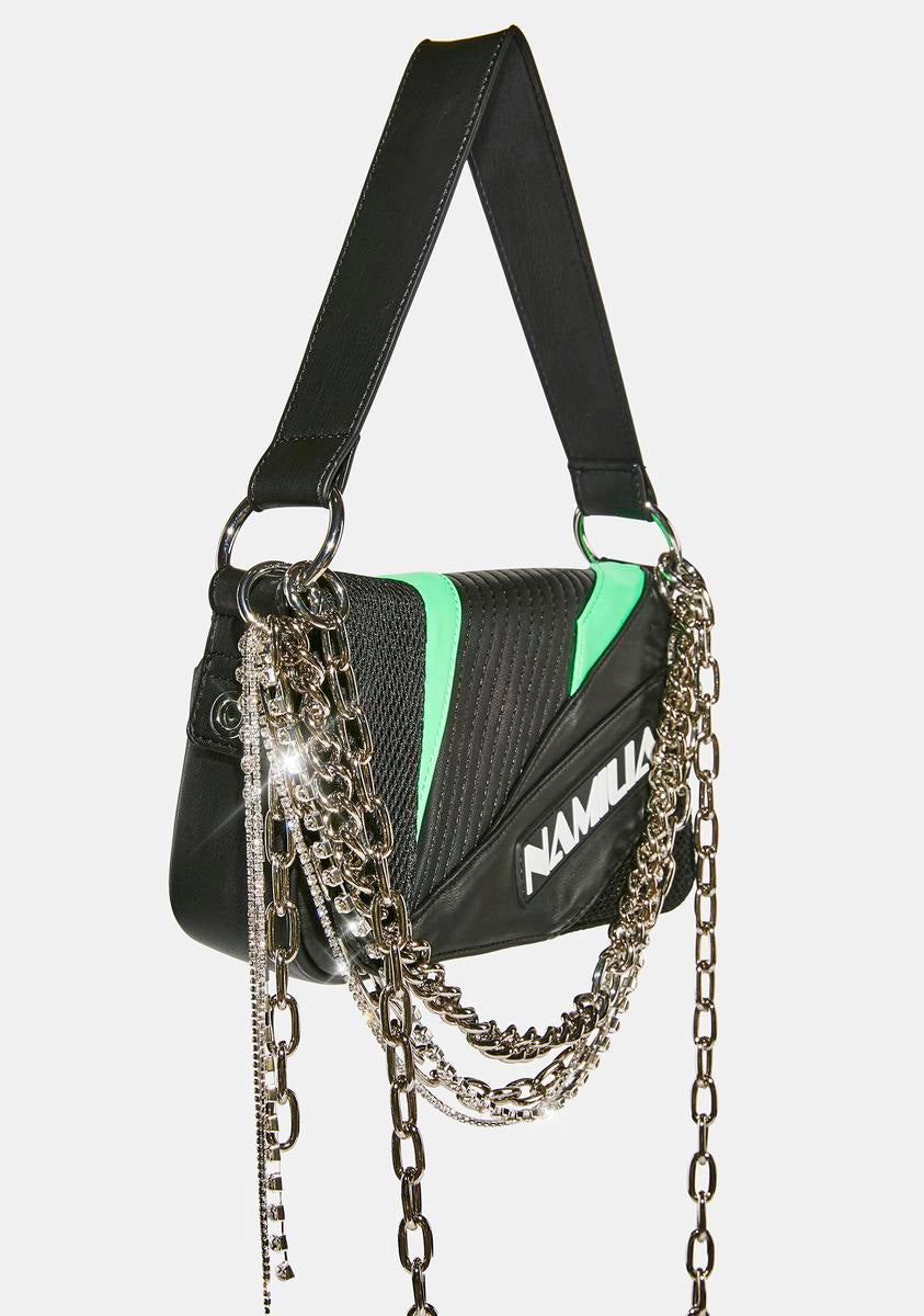 Green Moto Shoulder Bag-annaxin