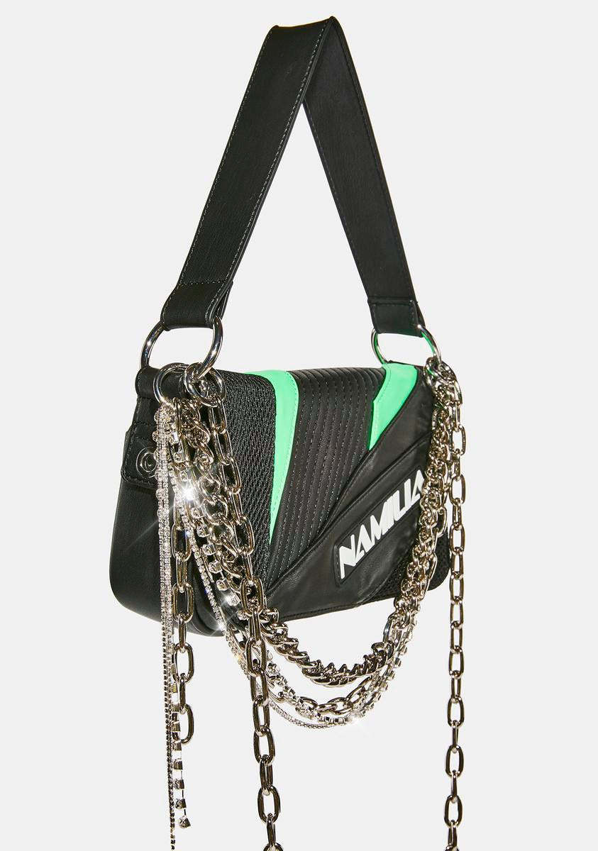 Green Moto Shoulder Bag-annaxin
