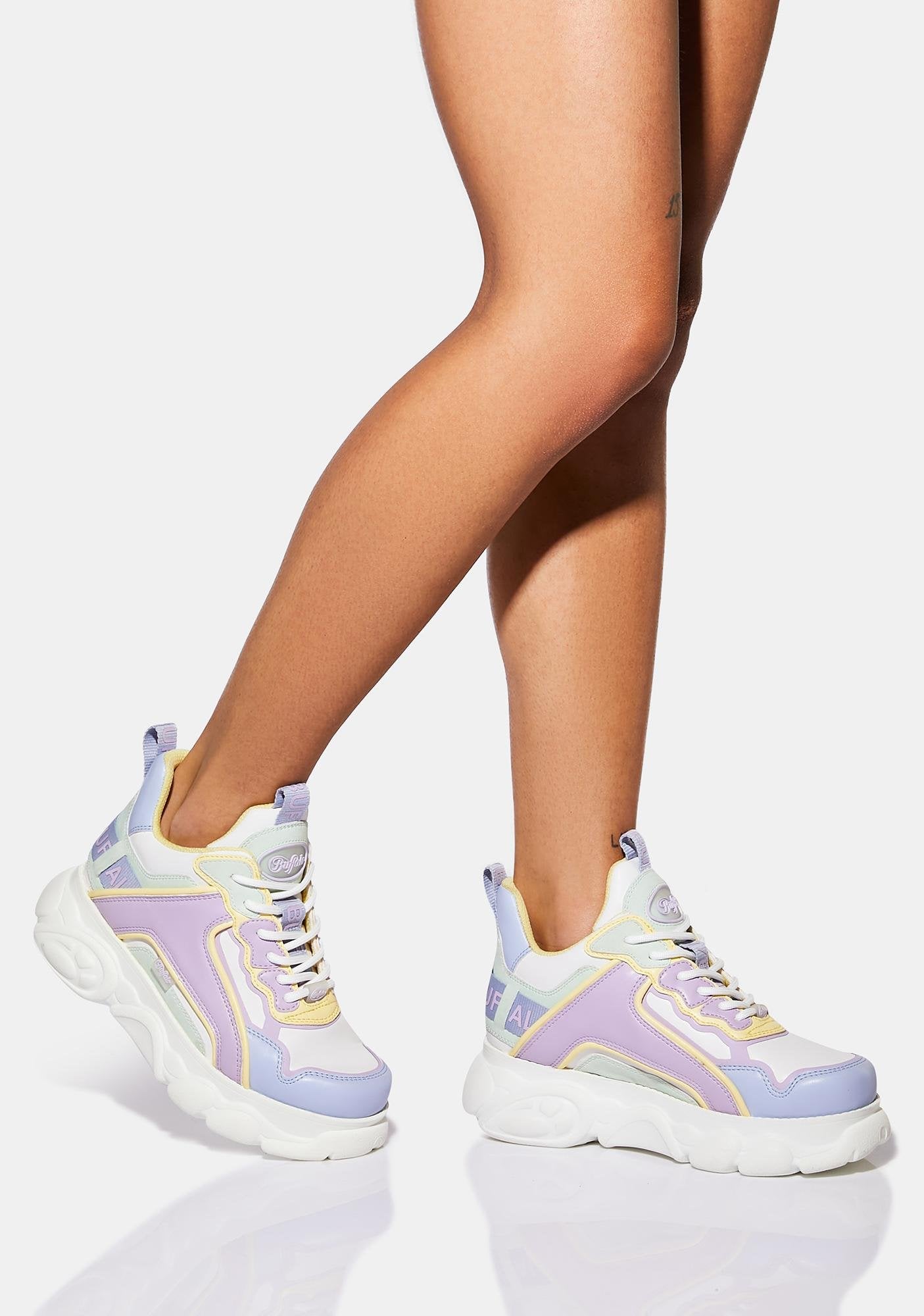 WHITE MULTI CLD CHAI PLATFORM SNEAKERS-annaxin