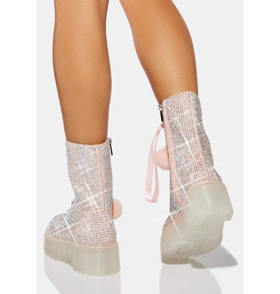 PINK RHINESTONE COMBAT BOOTS-annaxin