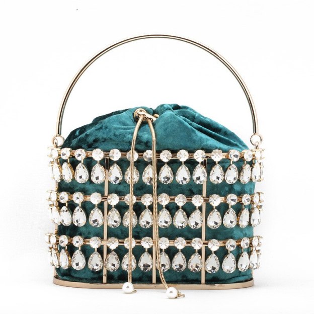 Black & Apricot Silver Diamond Metal Basket Ladies Party Dinner Bag Handbag Crossbody Bag Women Shoulder Chain Purse Tote Bag