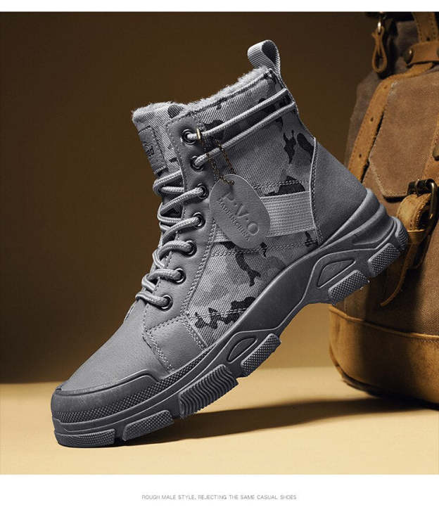 Designer Shoes for Men Camouflage Ankle Boots Platform Boots Black Safety Tactical Shoe Luxury Brand High Quality Bota Masculina