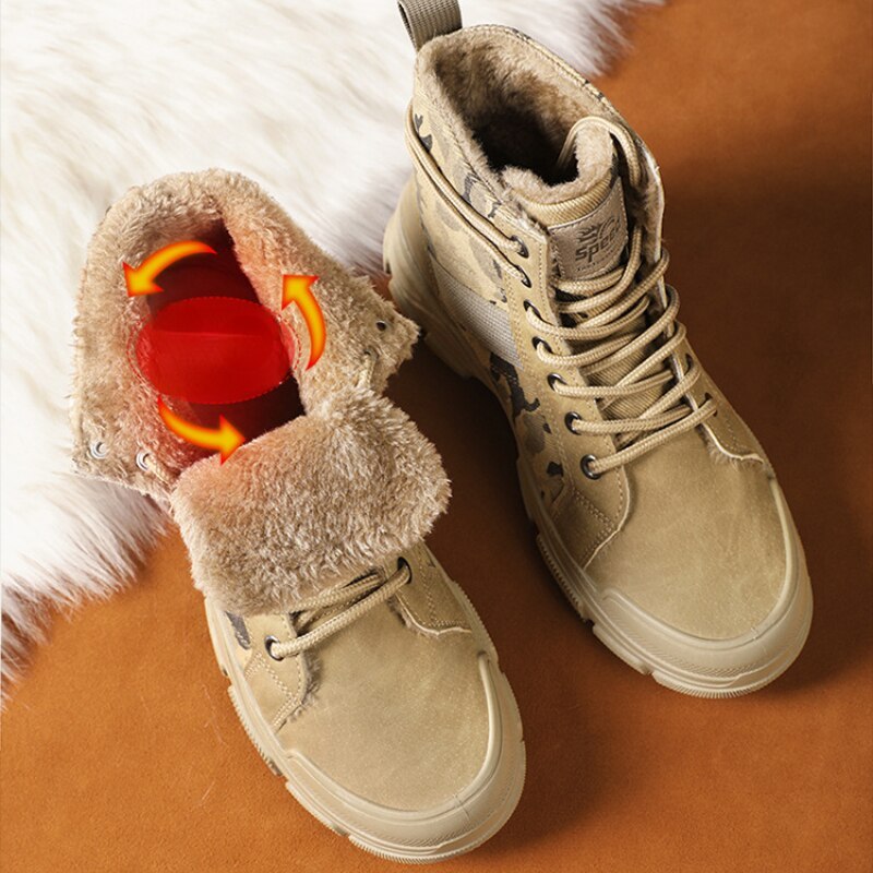Designer Shoes for Men Camouflage Ankle Boots Platform Boots Black Safety Tactical Shoe Luxury Brand High Quality Bota Masculina