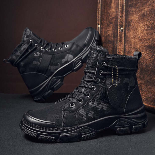 Designer Shoes for Men Camouflage Ankle Boots Platform Boots Black Safety Tactical Shoe Luxury Brand High Quality Bota Masculina