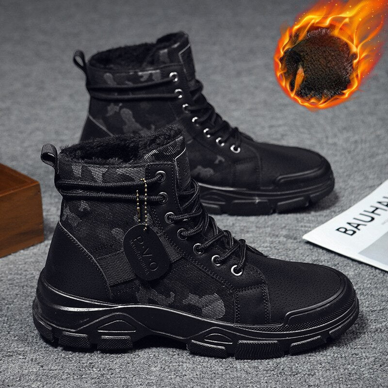 Designer Shoes for Men Camouflage Ankle Boots Platform Boots Black Safety Tactical Shoe Luxury Brand High Quality Bota Masculina