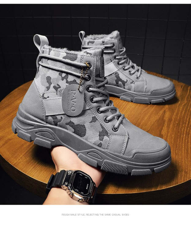 Designer Shoes for Men Camouflage Ankle Boots Platform Boots Black Safety Tactical Shoe Luxury Brand High Quality Bota Masculina