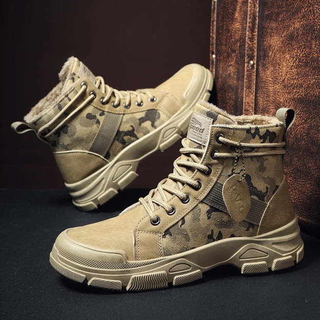 Designer Shoes for Men Camouflage Ankle Boots Platform Boots Black Safety Tactical Shoe Luxury Brand High Quality Bota Masculina