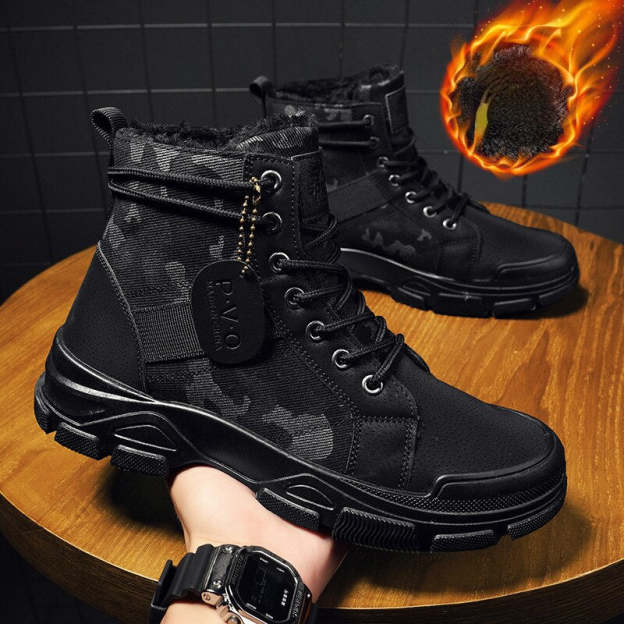 Designer Shoes for Men Camouflage Ankle Boots Platform Boots Black Safety Tactical Shoe Luxury Brand High Quality Bota Masculina